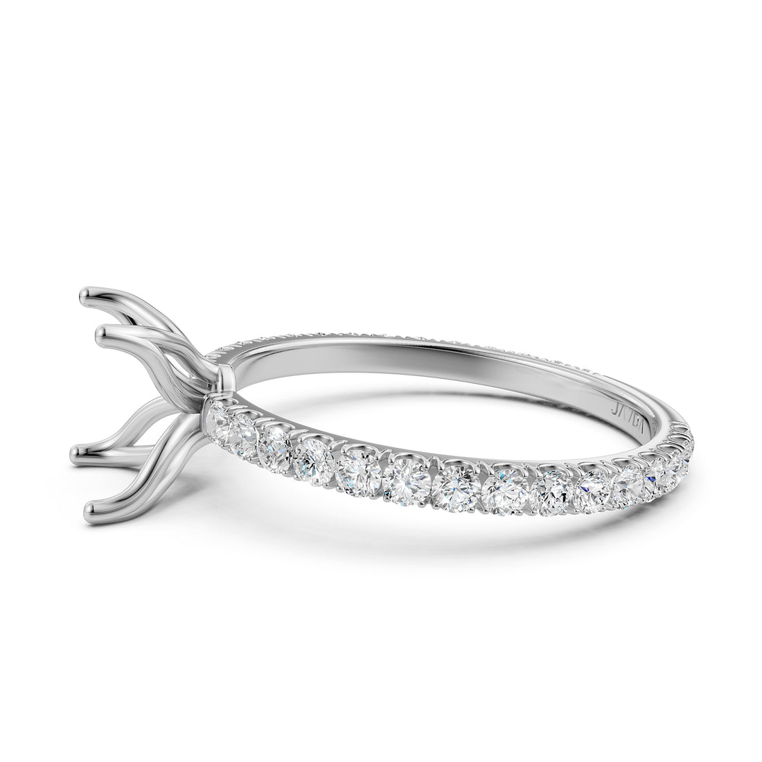 French Pave Set Lab Grown Diamond Semi Mount Engagement Ring 0.50 Ct.