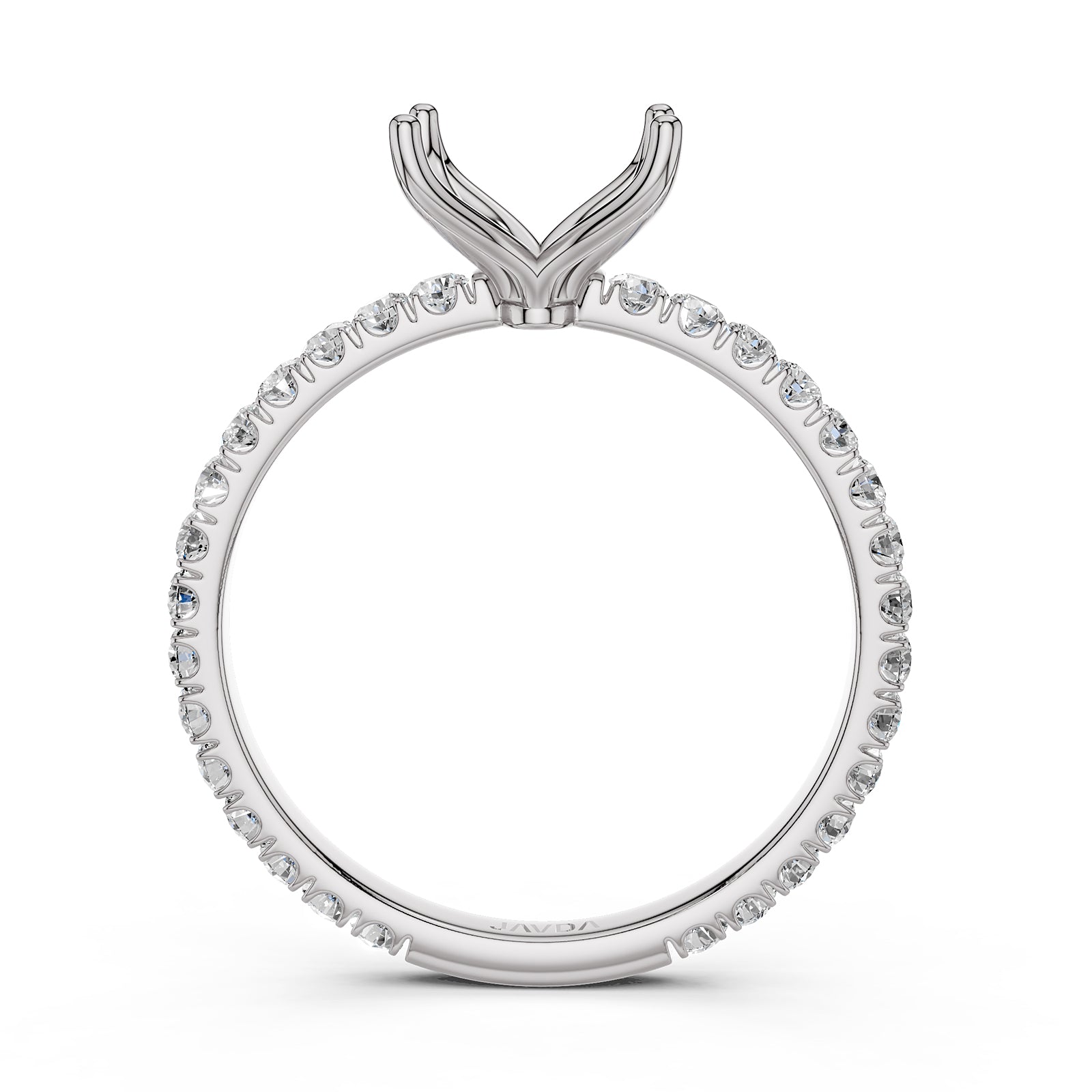 French Pave Set Lab Grown Diamond Semi Mount Engagement Ring 0.50 Ct.