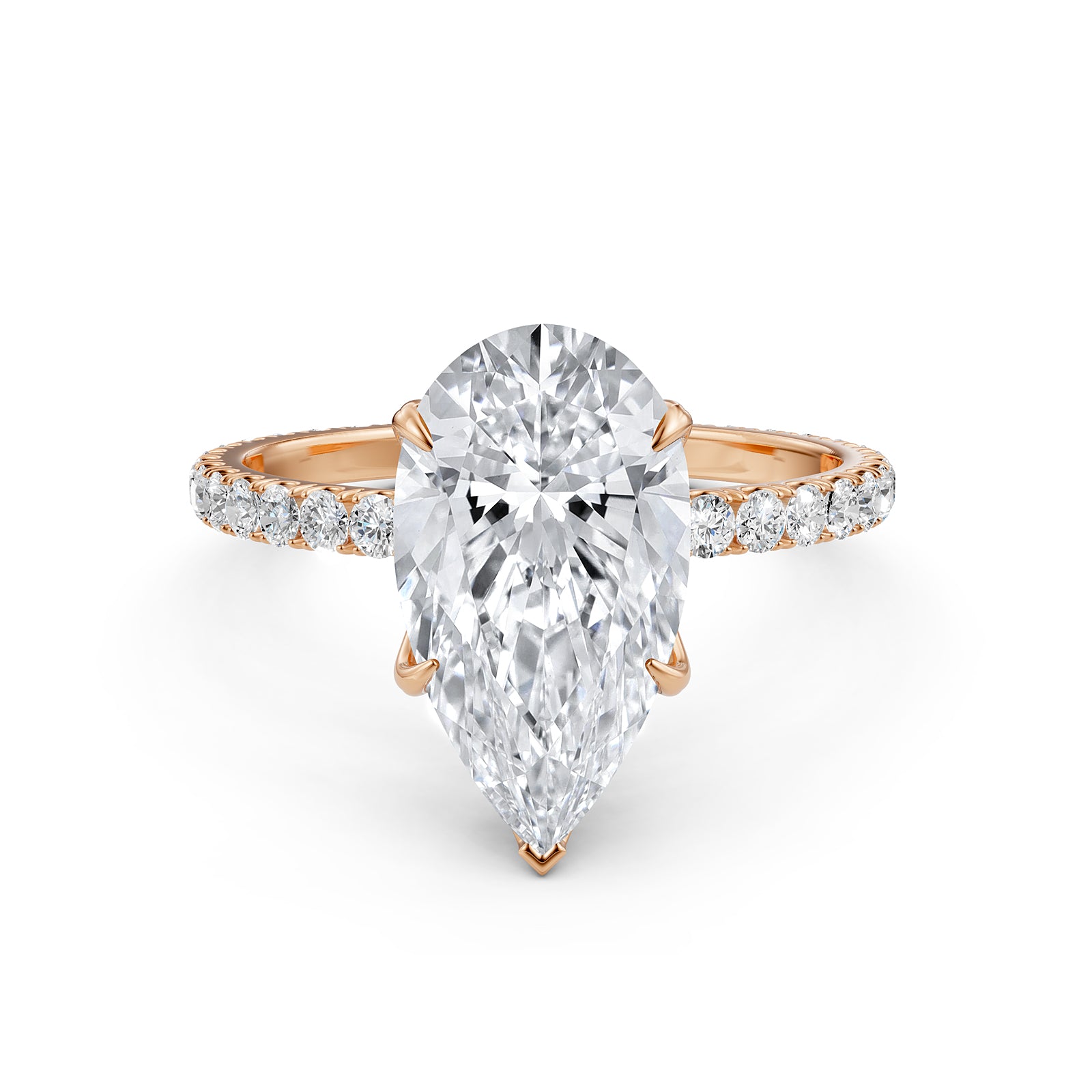 French Pave Set Lab Grown Diamond Engagement Ring 2.50 Ctw.