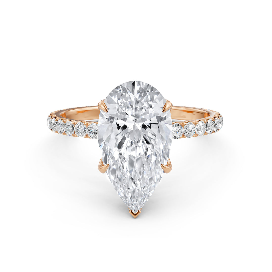 French Pave Set Lab Grown Diamond Engagement Ring 2.50 Ctw.
