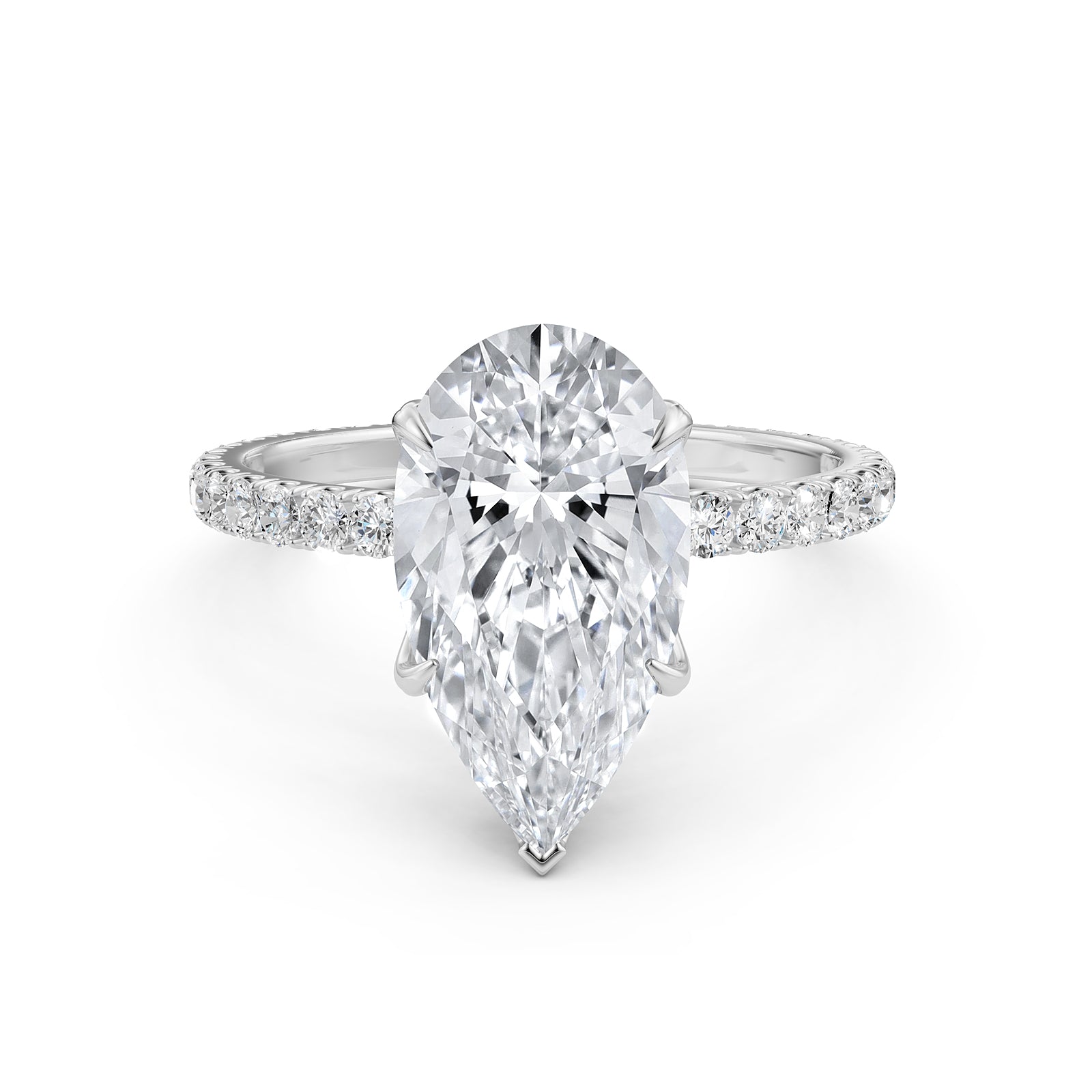 French Pave Set Lab Grown Diamond Engagement Ring 2.50 Ctw.