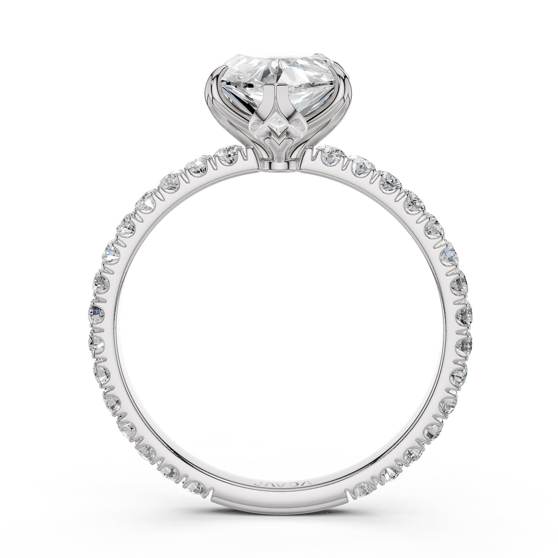 French Pave Set Lab Grown Diamond Engagement Ring 2.50 Ctw.