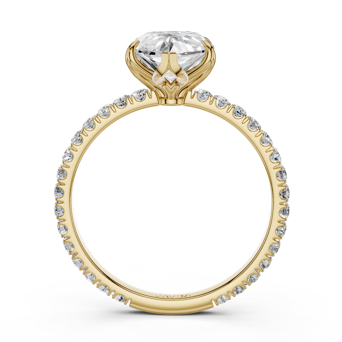 Pear Lab Grown Diamond Engagement French U Cut Pave Set Ring