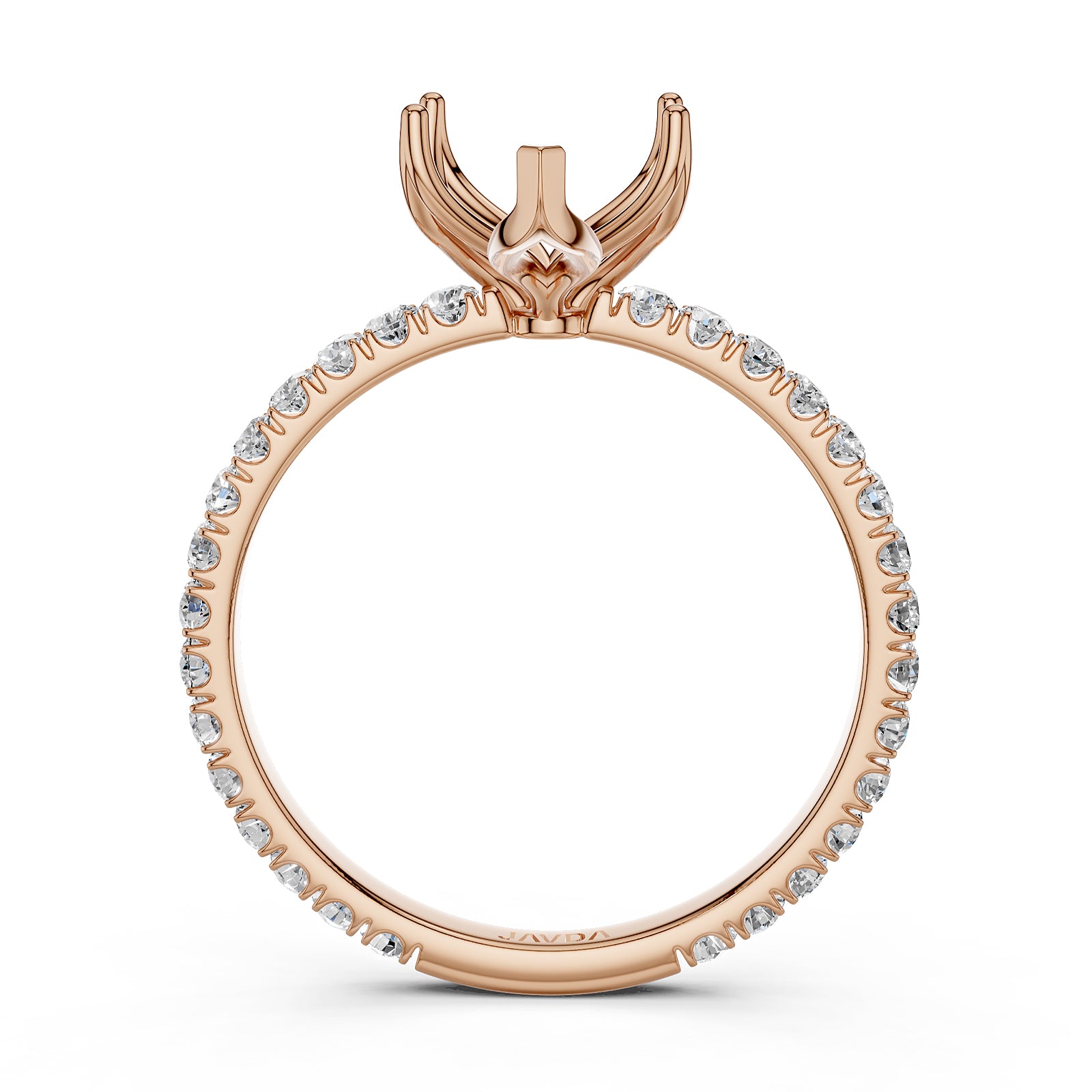 French Pave Set Lab Grown Diamond Semi Mount Engagement Ring 0.50 Ct.