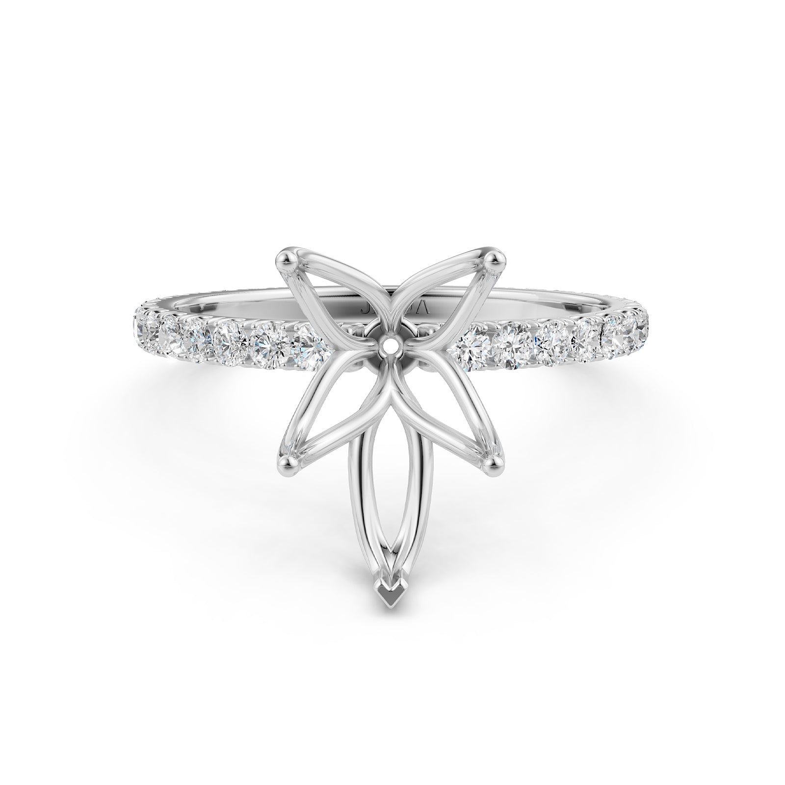 French Pave Set Lab Grown Diamond Semi Mount Engagement Ring 0.50 Ct.