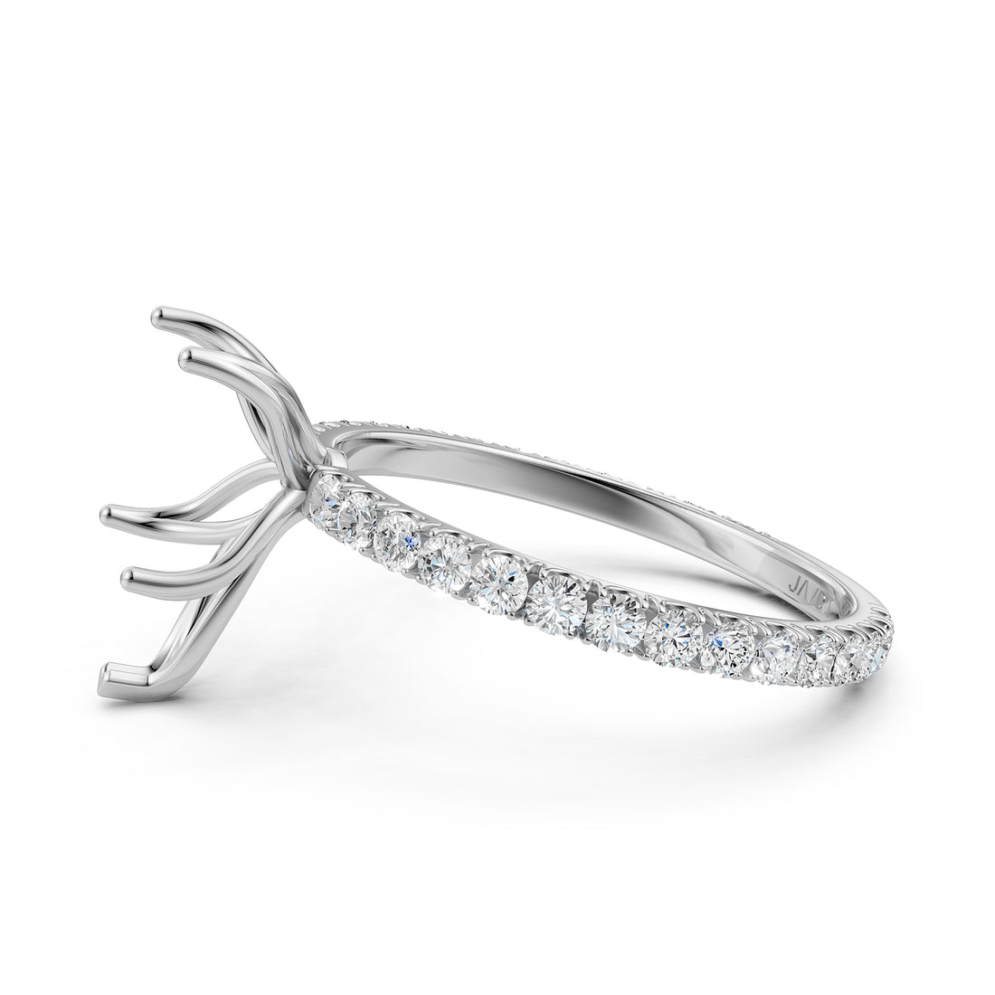 French Pave Set Lab Grown Diamond Semi Mount Engagement Ring 0.50 Ct.