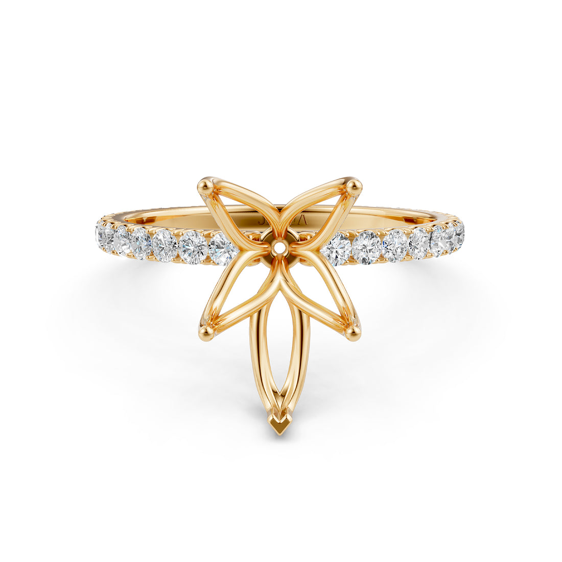 French Pave Set Lab Grown Diamond Semi Mount Engagement Ring 0.50 Ct.