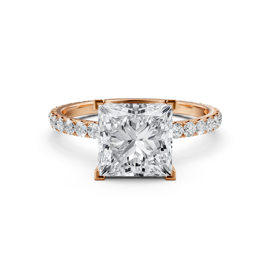 Princess Lab Grown Diamond Engagement French Pave Set Ring