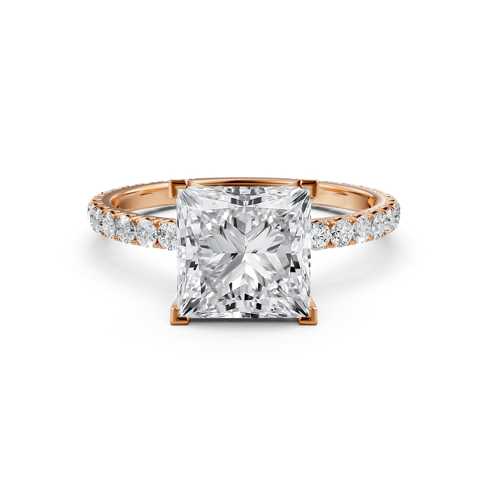 French Pave Set Lab Grown Diamond Engagement Ring 2.50 Ctw.