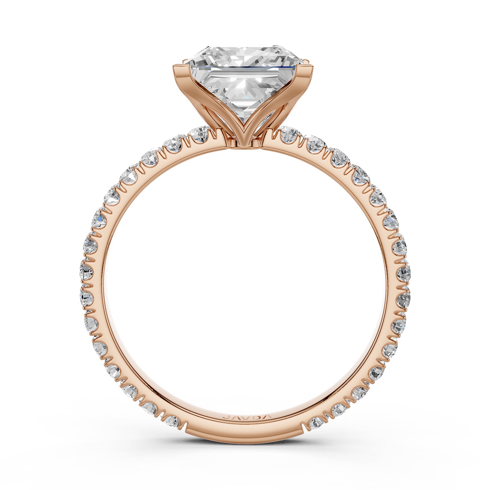 Princess Lab Grown Diamond Engagement French Pave Set Ring