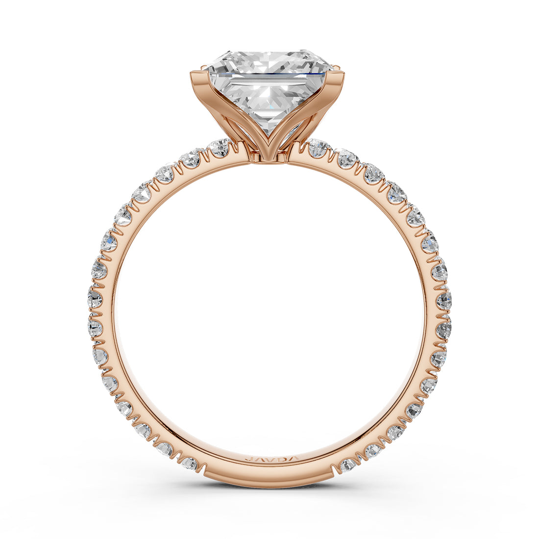 Princess Lab Grown Diamond Engagement French Pave Set Ring