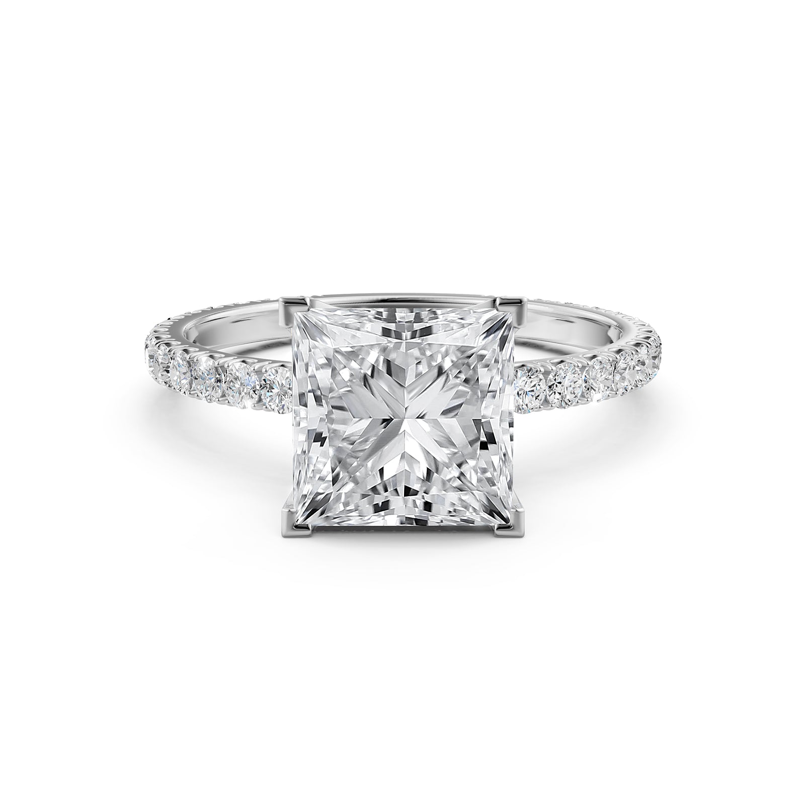 French Pave Set Lab Grown Diamond Engagement Ring 2.50 Ctw.
