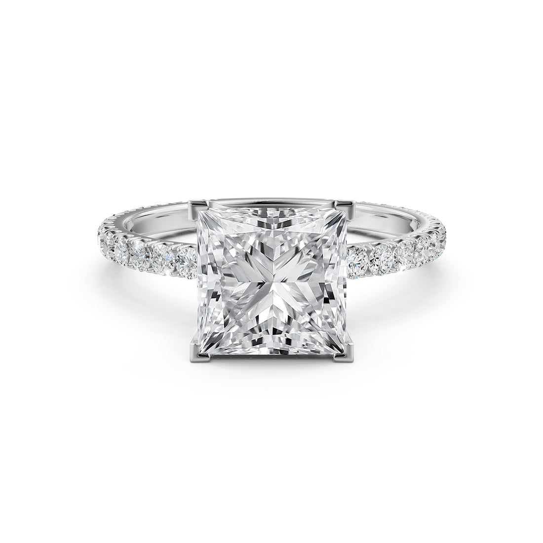 French Pave Set Lab Grown Diamond Engagement Ring 2.50 Ctw.