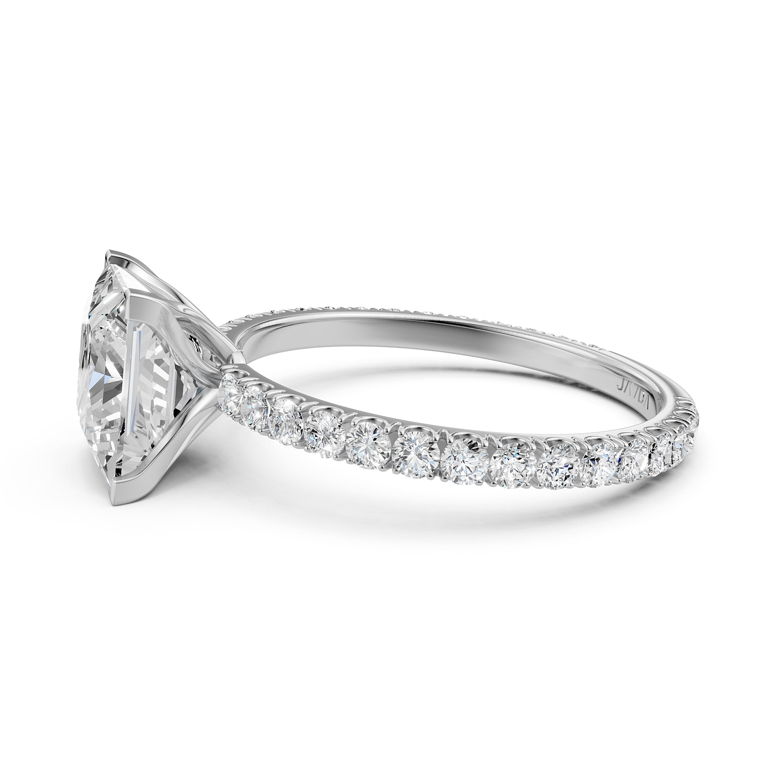 French Pave Set Lab Grown Diamond Engagement Ring 2.50 Ctw.