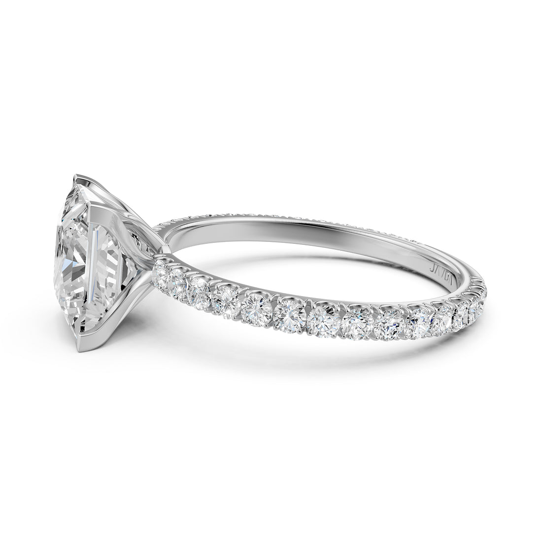 Princess Lab Grown Diamond Engagement French Pave Set Ring