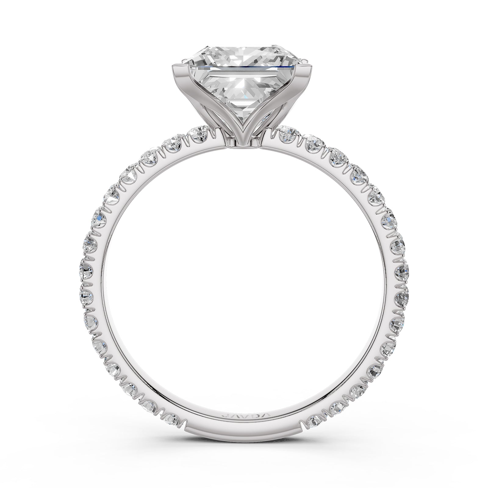 French Pave Set Lab Grown Diamond Engagement Ring 2.50 Ctw.