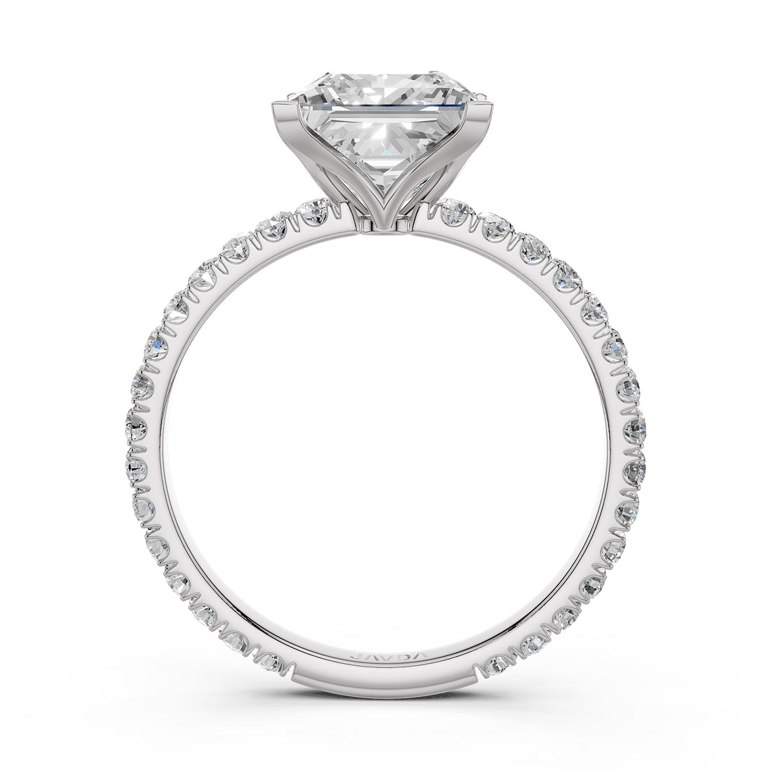 French Pave Set Lab Grown Diamond Engagement Ring 2.50 Ctw.