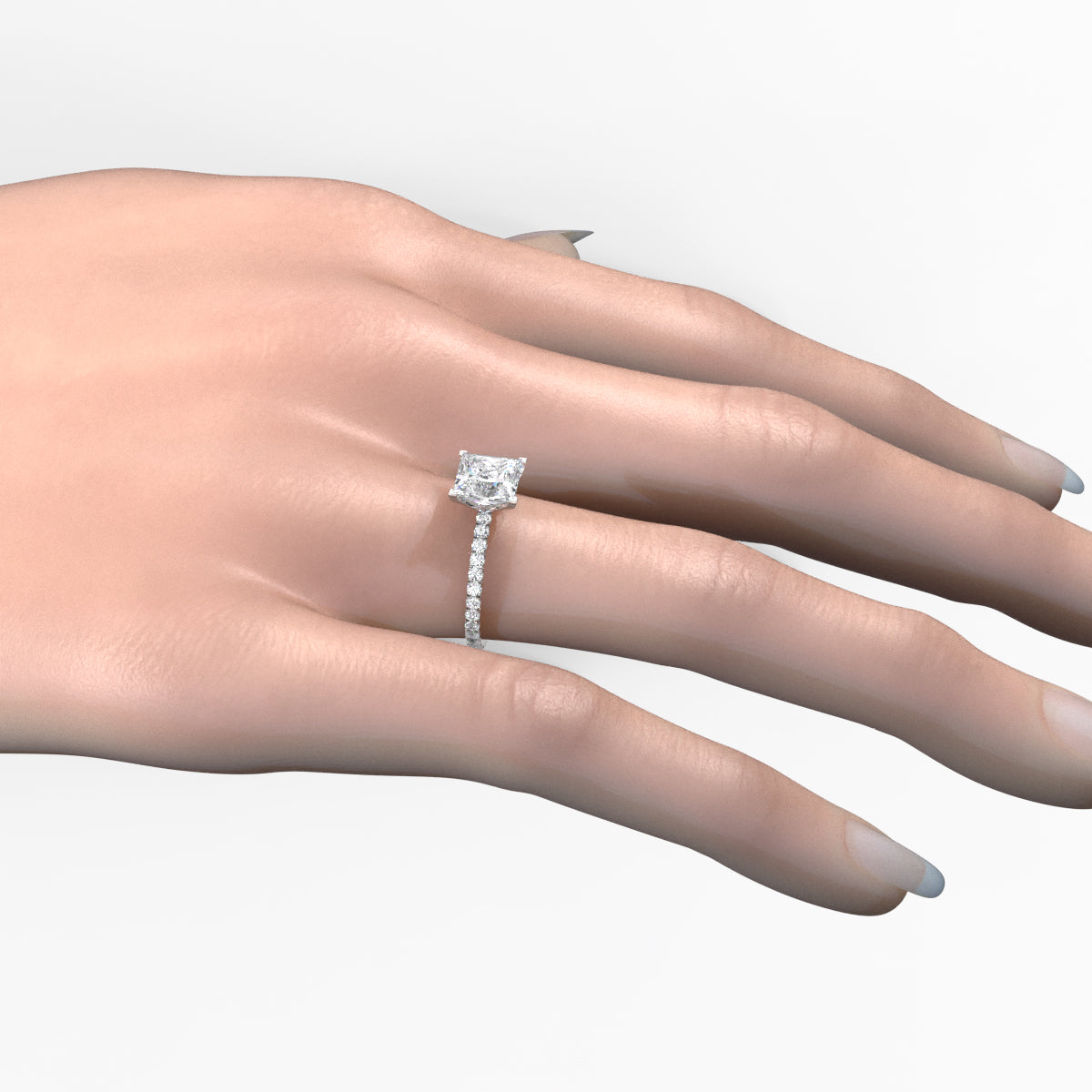 French Pave Set Lab Grown Diamond Engagement Ring 2.50 Ctw.