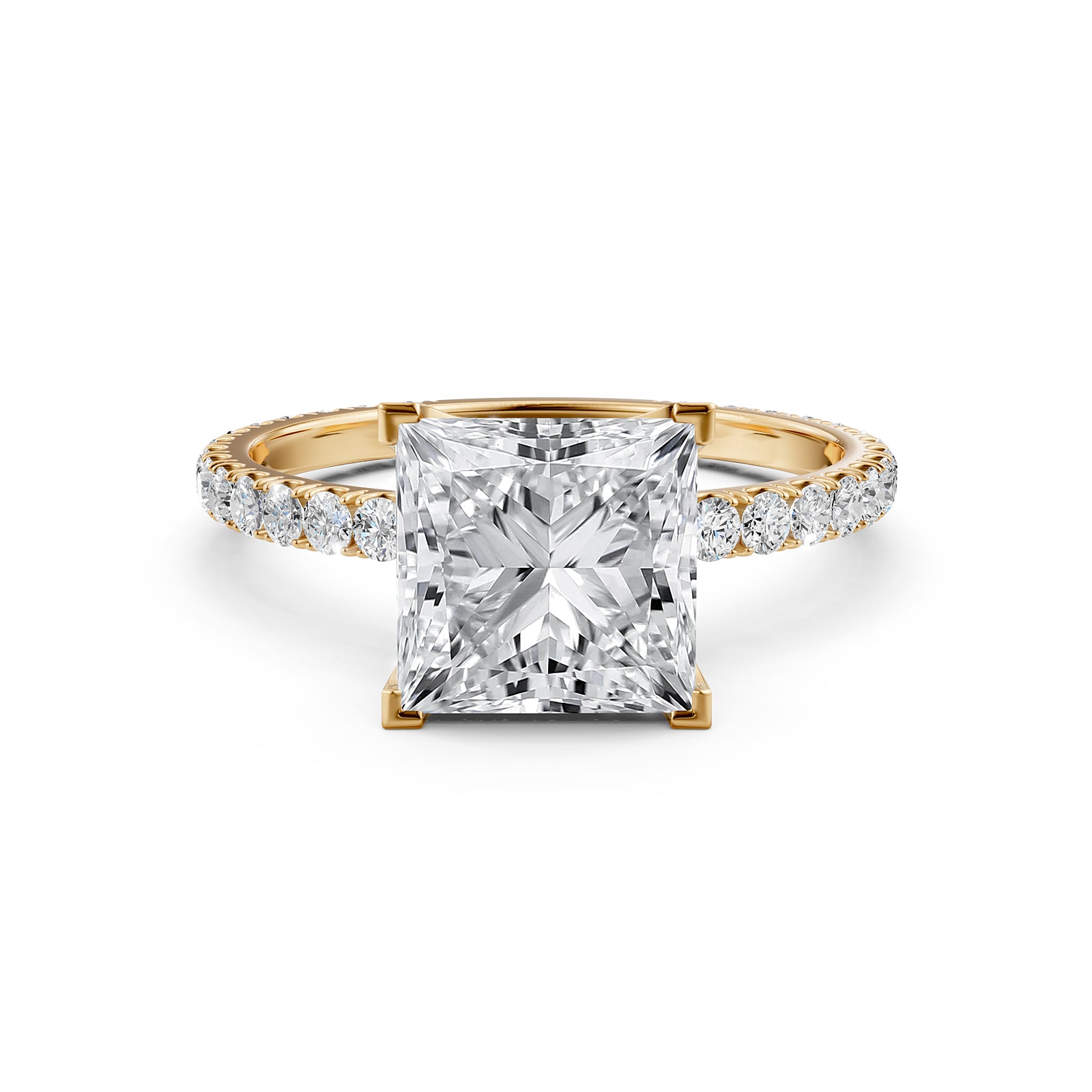 Princess Lab Grown Diamond Engagement French Pave Set Ring