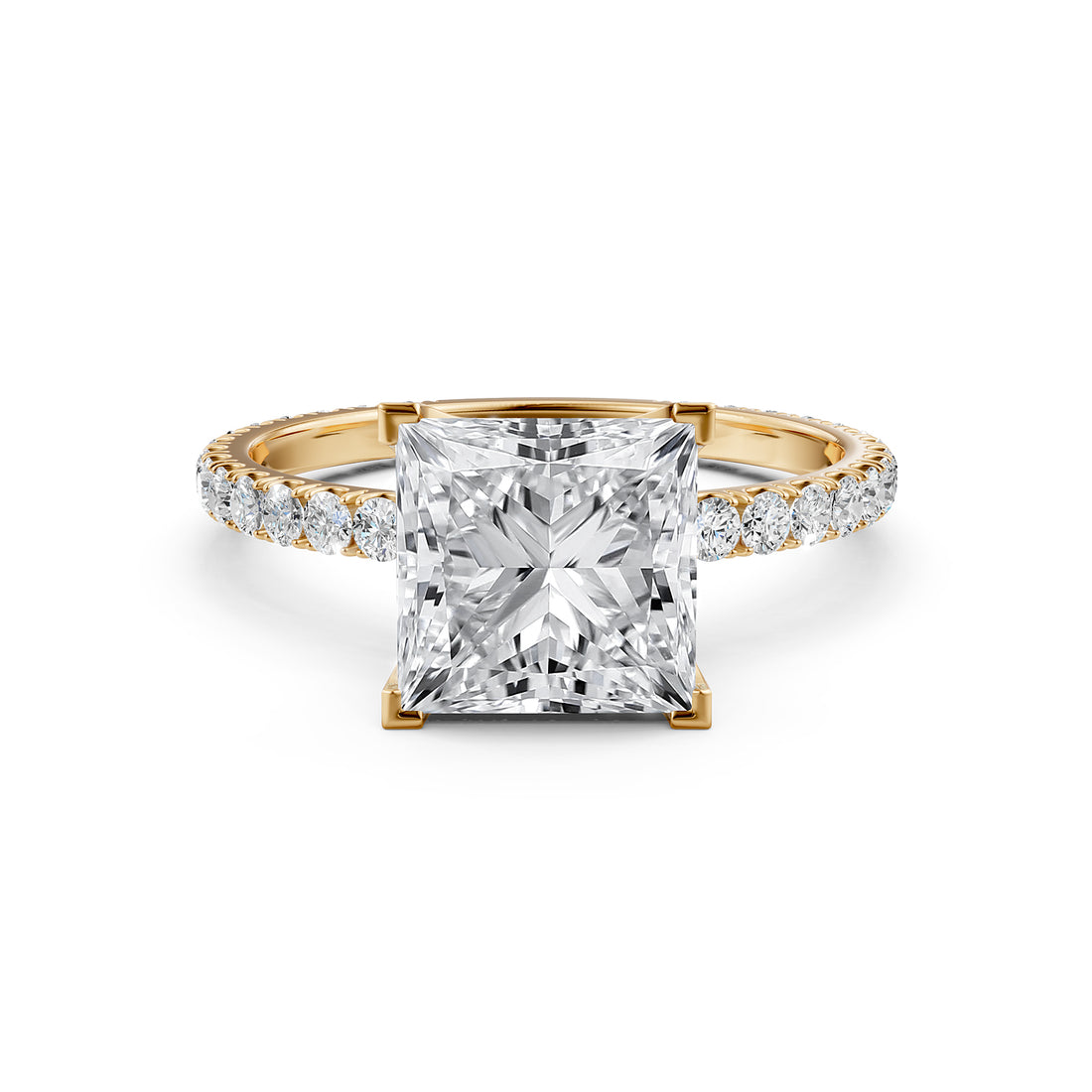 Princess Lab Grown Diamond Engagement French Pave Set Ring