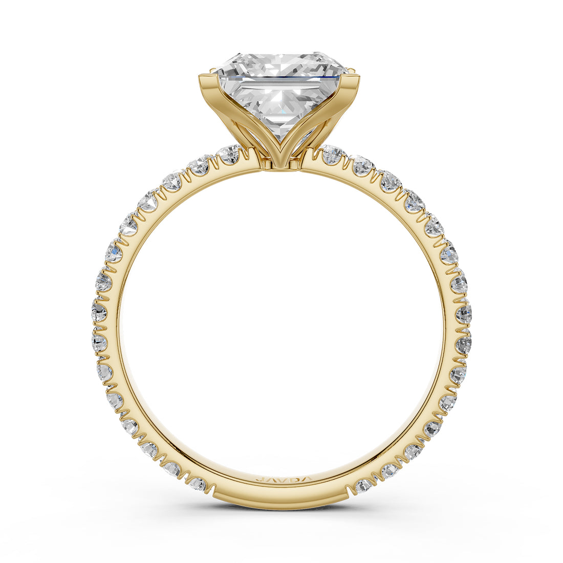 Princess Lab Grown Diamond Engagement French Pave Set Ring