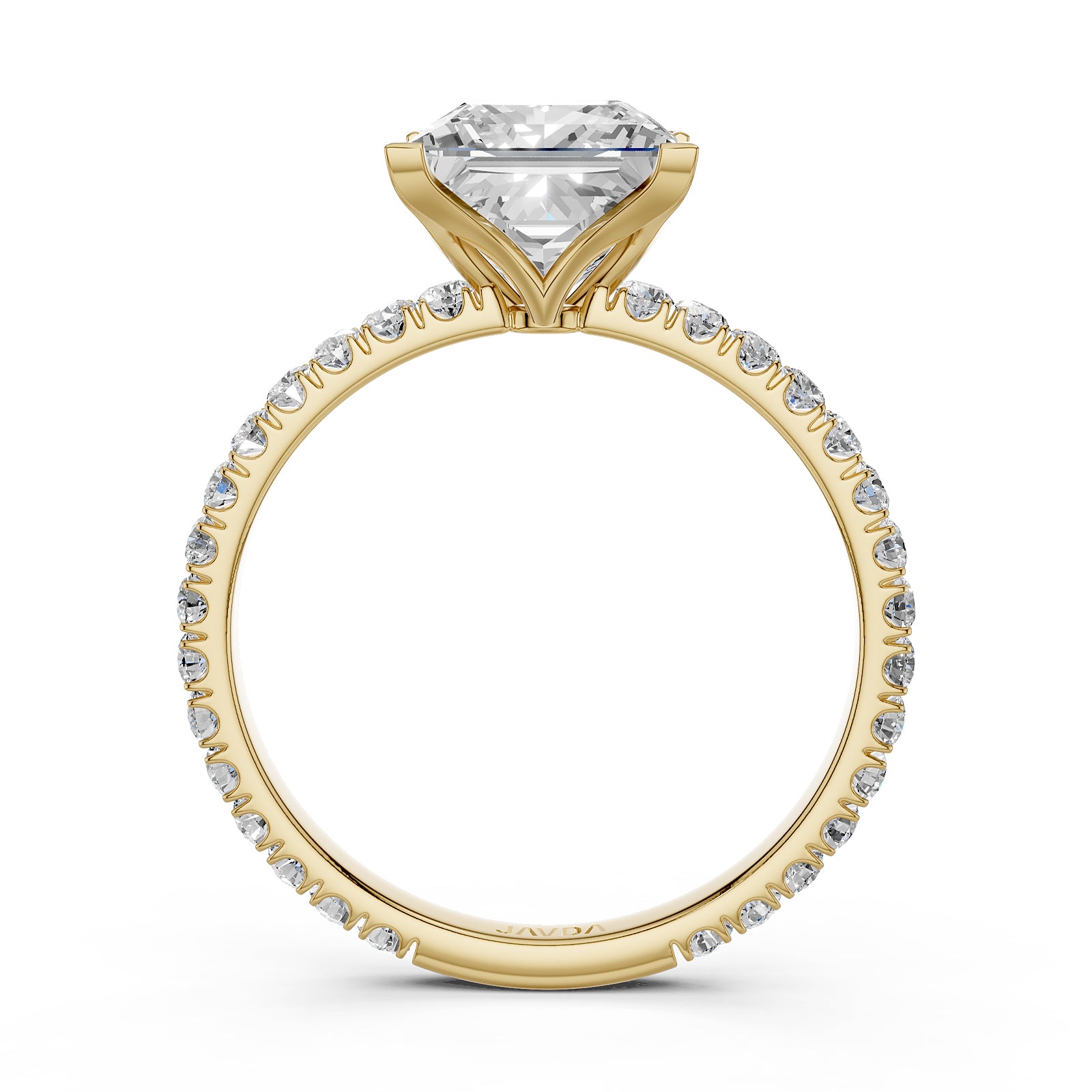 French Pave Set Lab Grown Diamond Engagement Ring 2.50 Ctw.