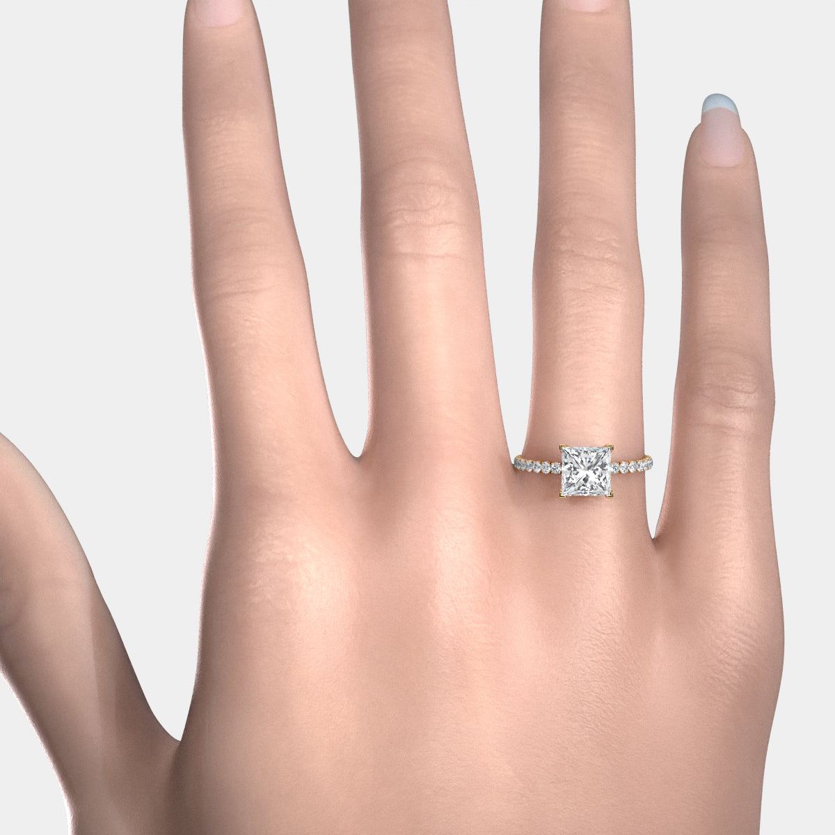 French Pave Set Lab Grown Diamond Engagement Ring 2.50 Ctw.