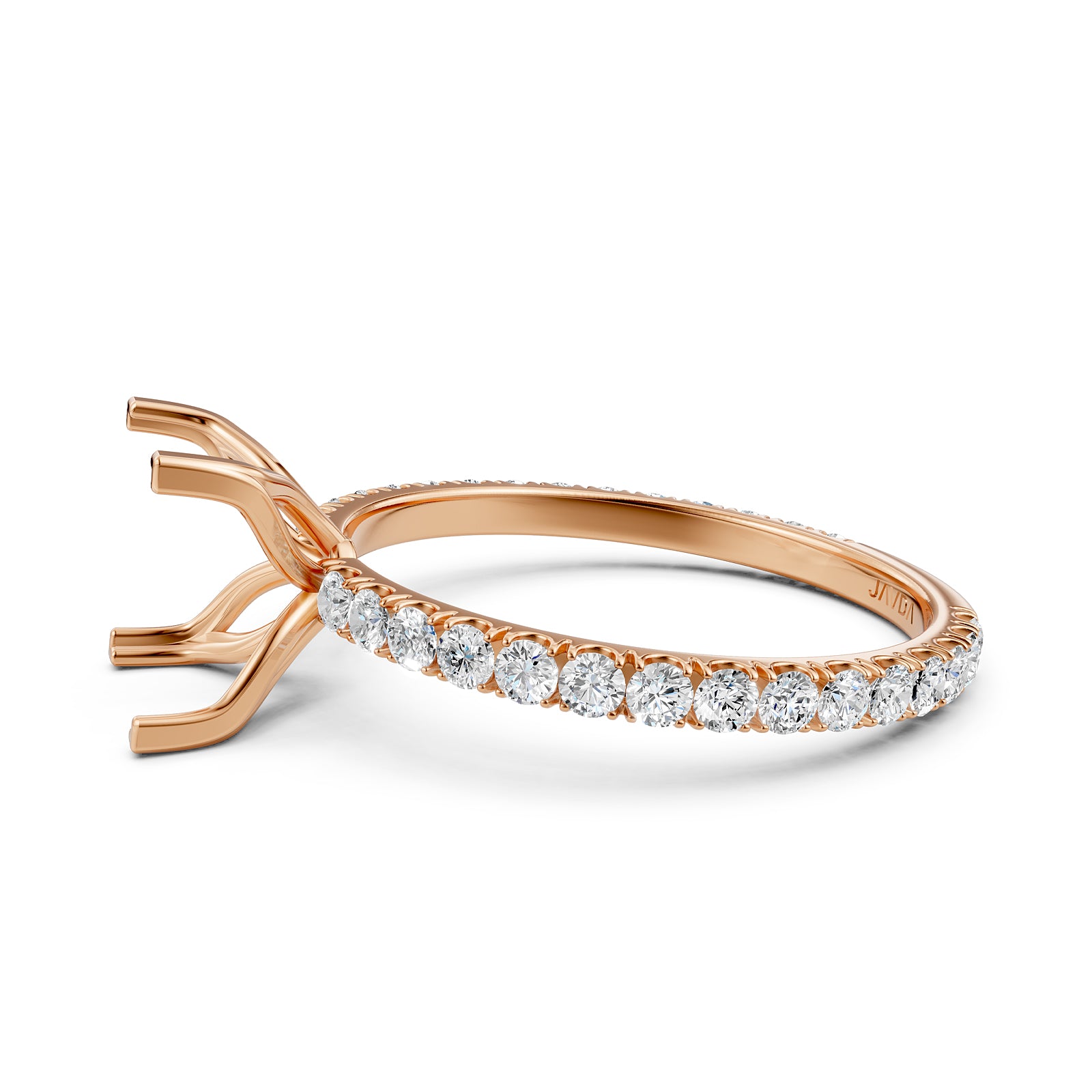 French Pave Set Lab Grown Diamond Semi Mount Engagement Ring 0.50 Ct.