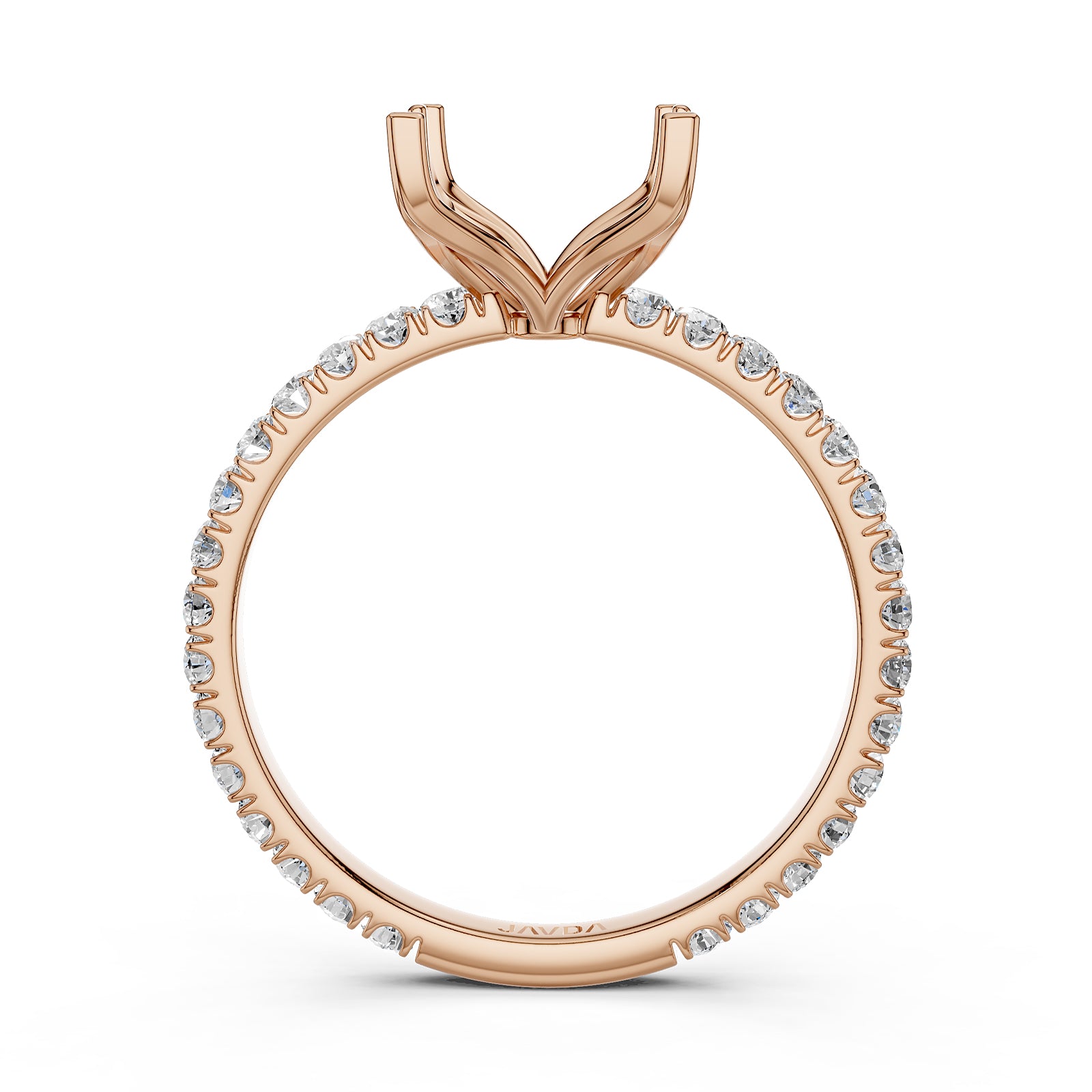 French Pave Set Lab Grown Diamond Semi Mount Engagement Ring 0.50 Ct.