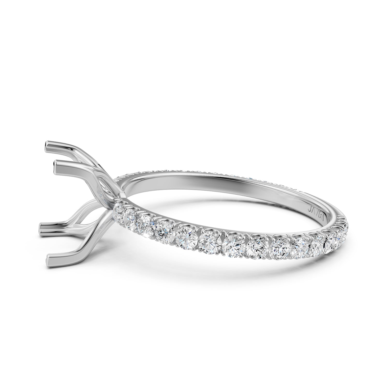 French Pave Set Lab Grown Diamond Semi Mount Engagement Ring 0.50 Ct.