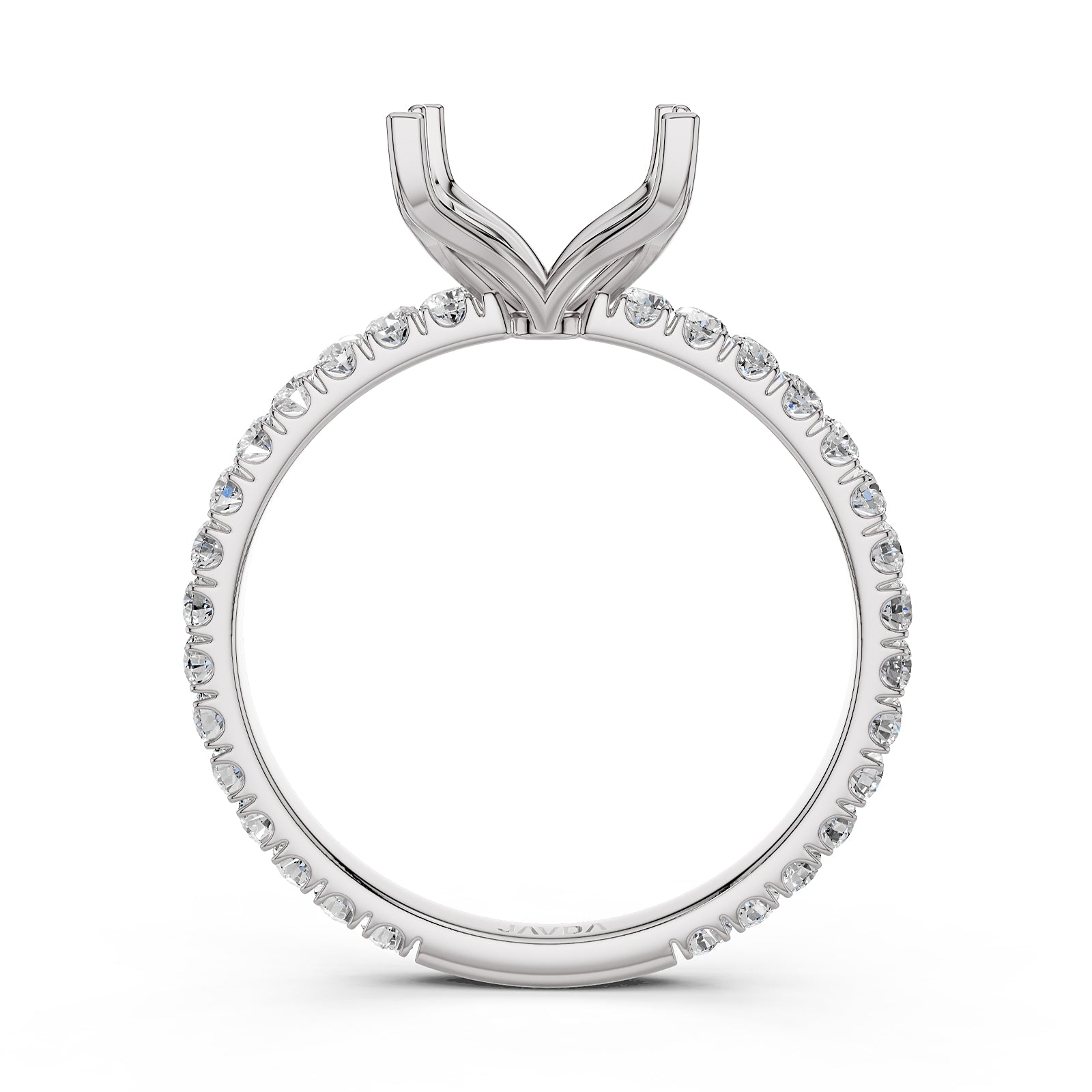 French Pave Set Lab Grown Diamond Semi Mount Engagement Ring 0.50 Ct.