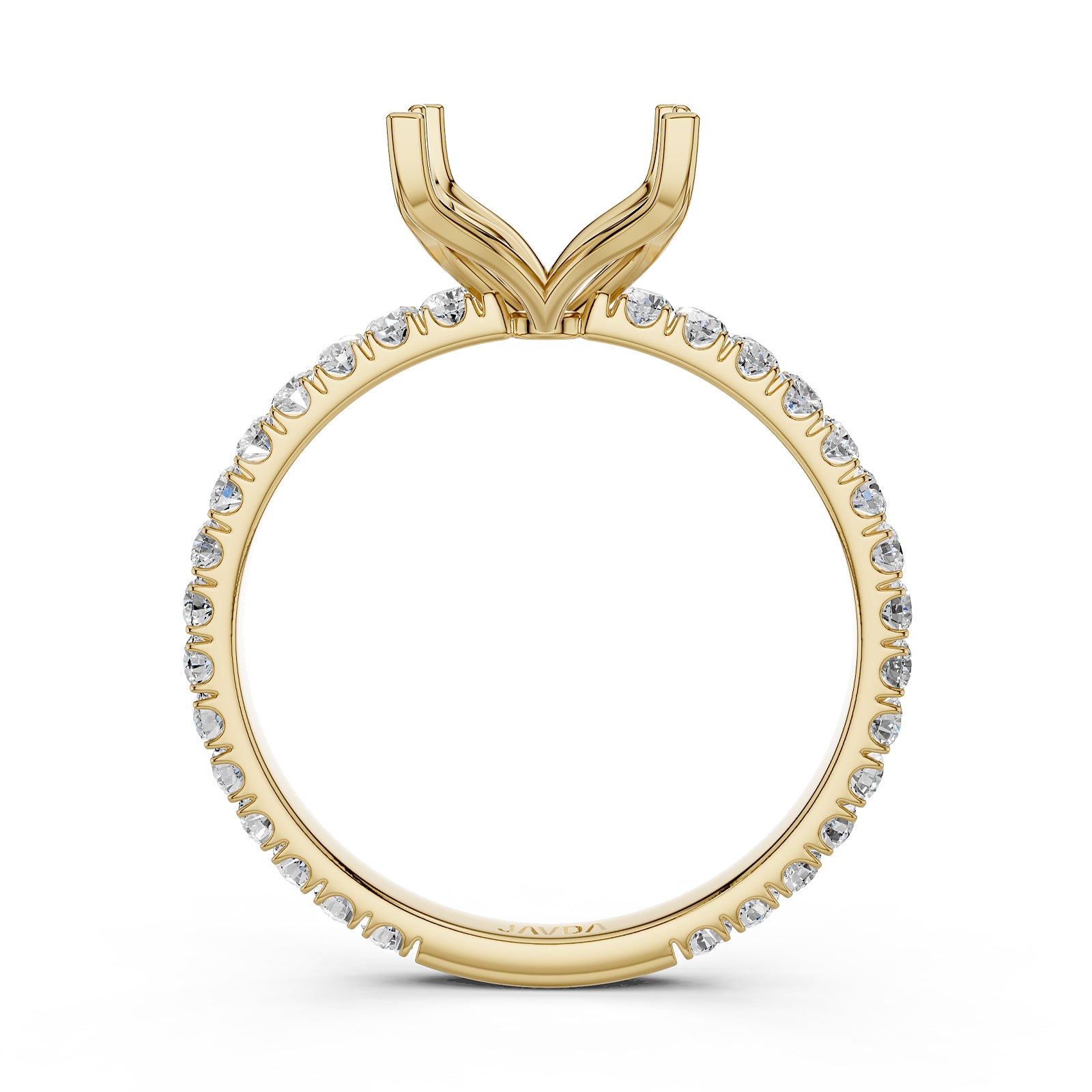 French Pave Set Lab Grown Diamond Semi Mount Engagement Ring 0.50 Ct.