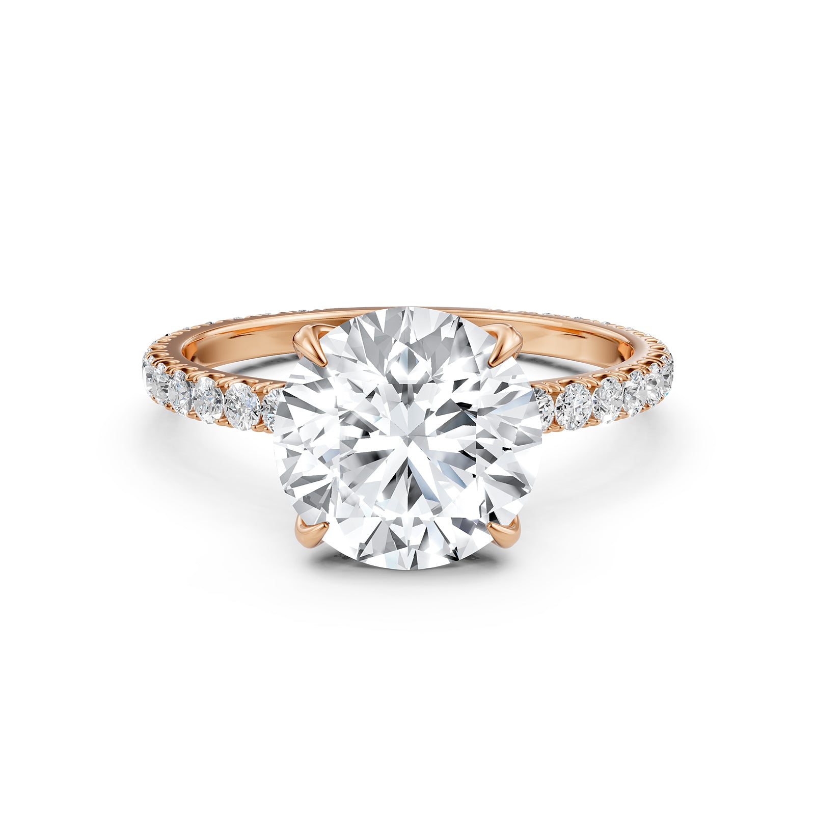 Round Lab Grown Diamond French Pave Set Engagement Ring