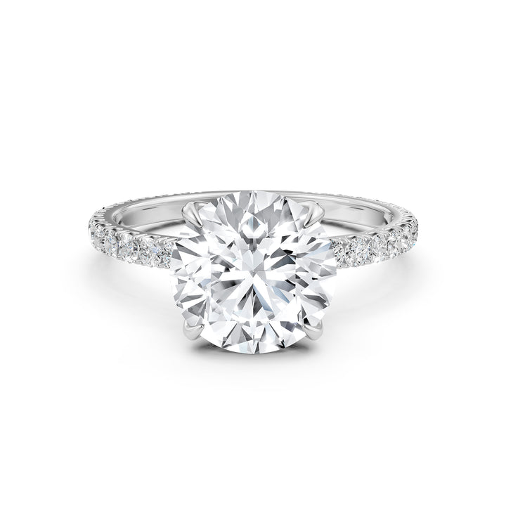 Round Lab Grown Diamond French Pave Set Engagement Ring