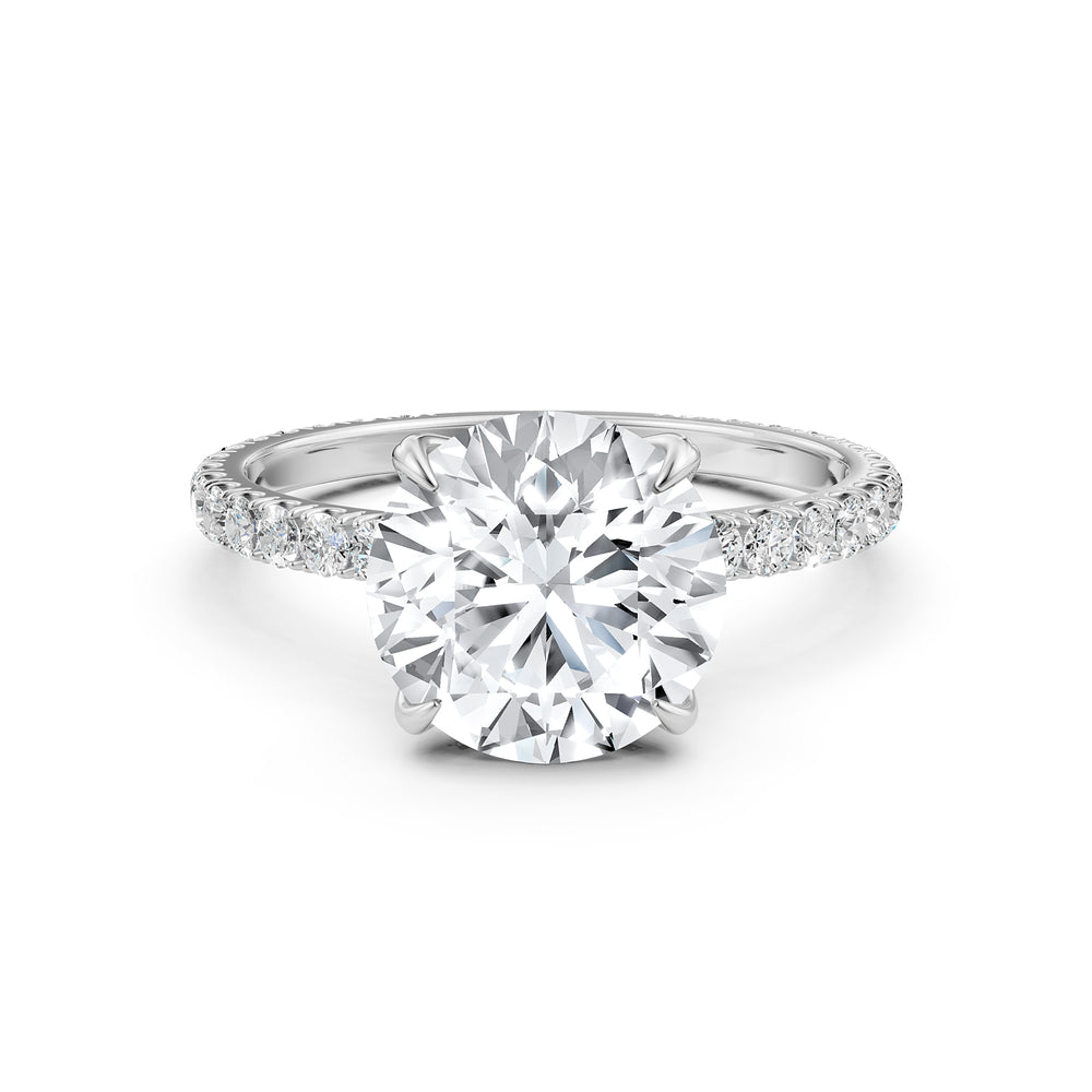 French Pave Set Lab Grown Diamond Engagement Ring 2.50 Ctw.