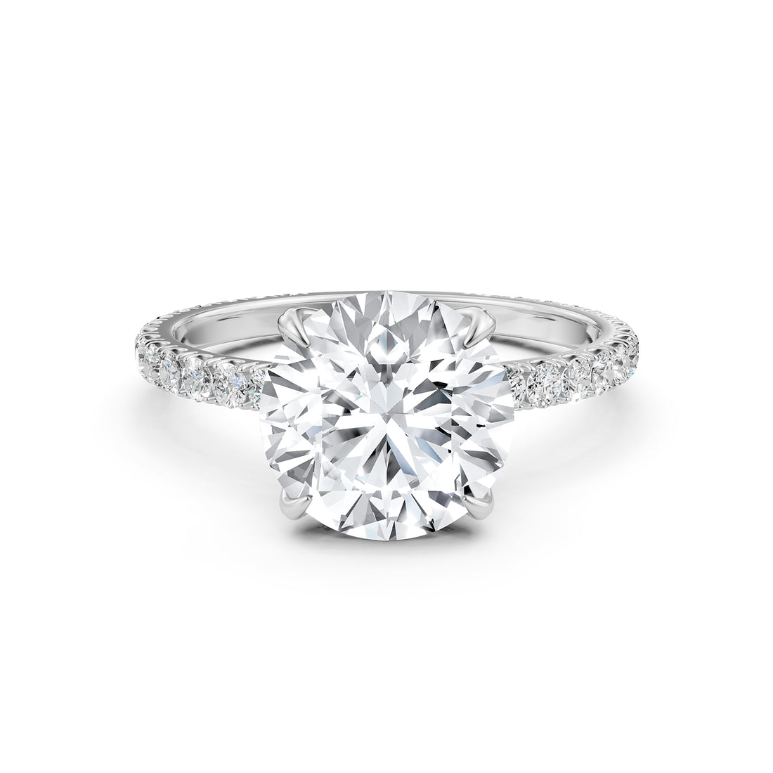 French Pave Set Lab Grown Diamond Engagement Ring 2.50 Ctw.
