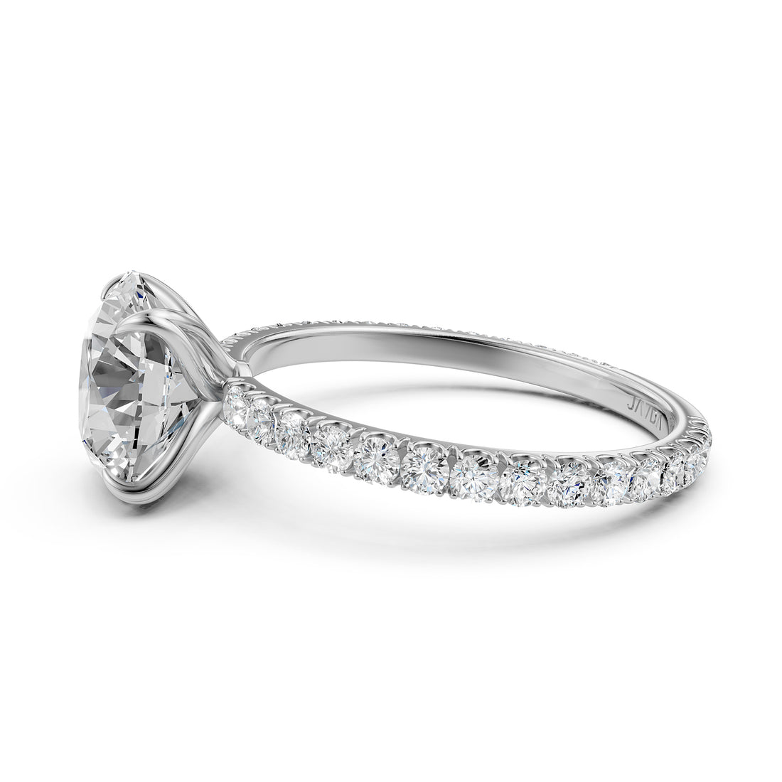 French Pave Set Lab Grown Diamond Engagement Ring 2.50 Ctw.
