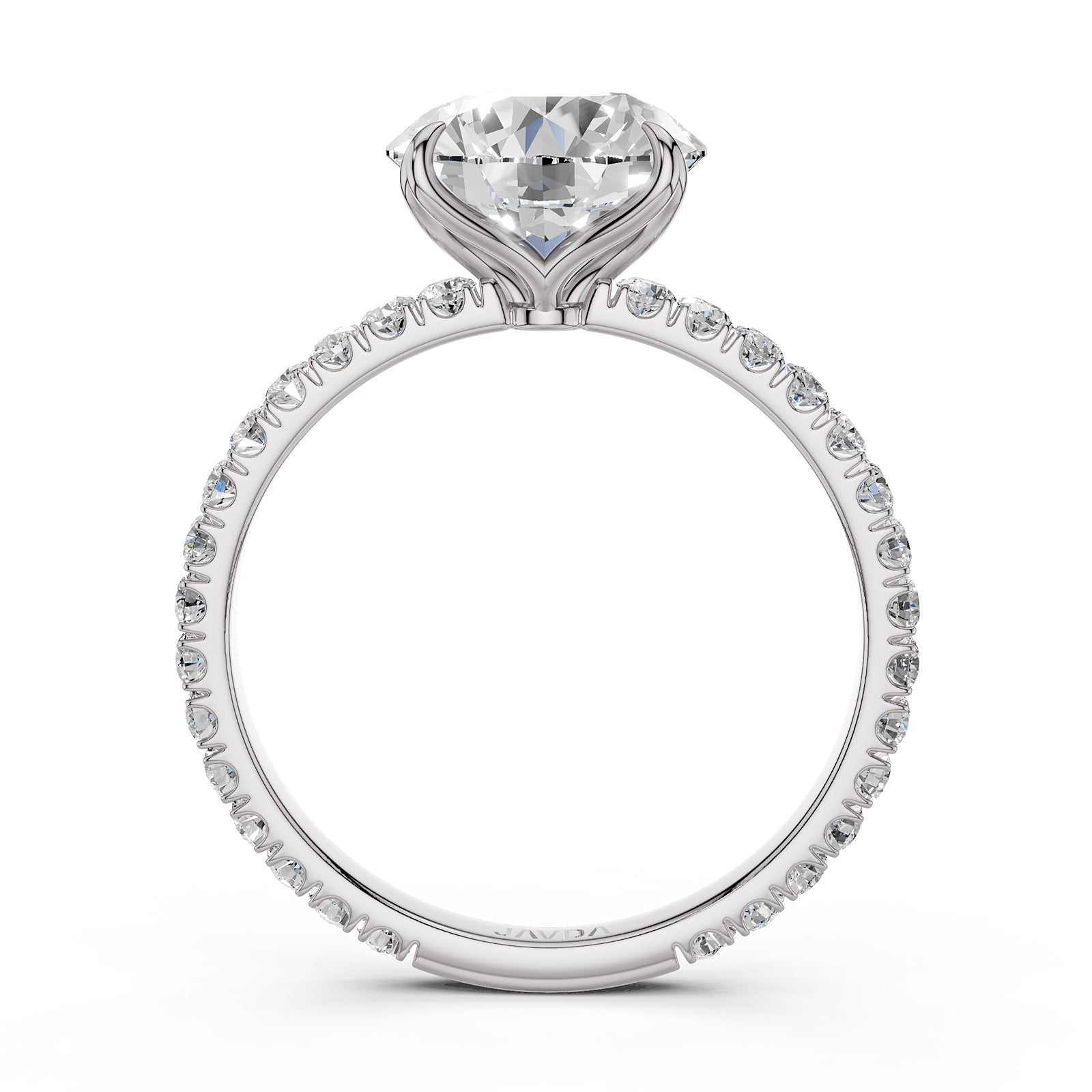 French Pave Set Lab Grown Diamond Engagement Ring 2.50 Ctw.