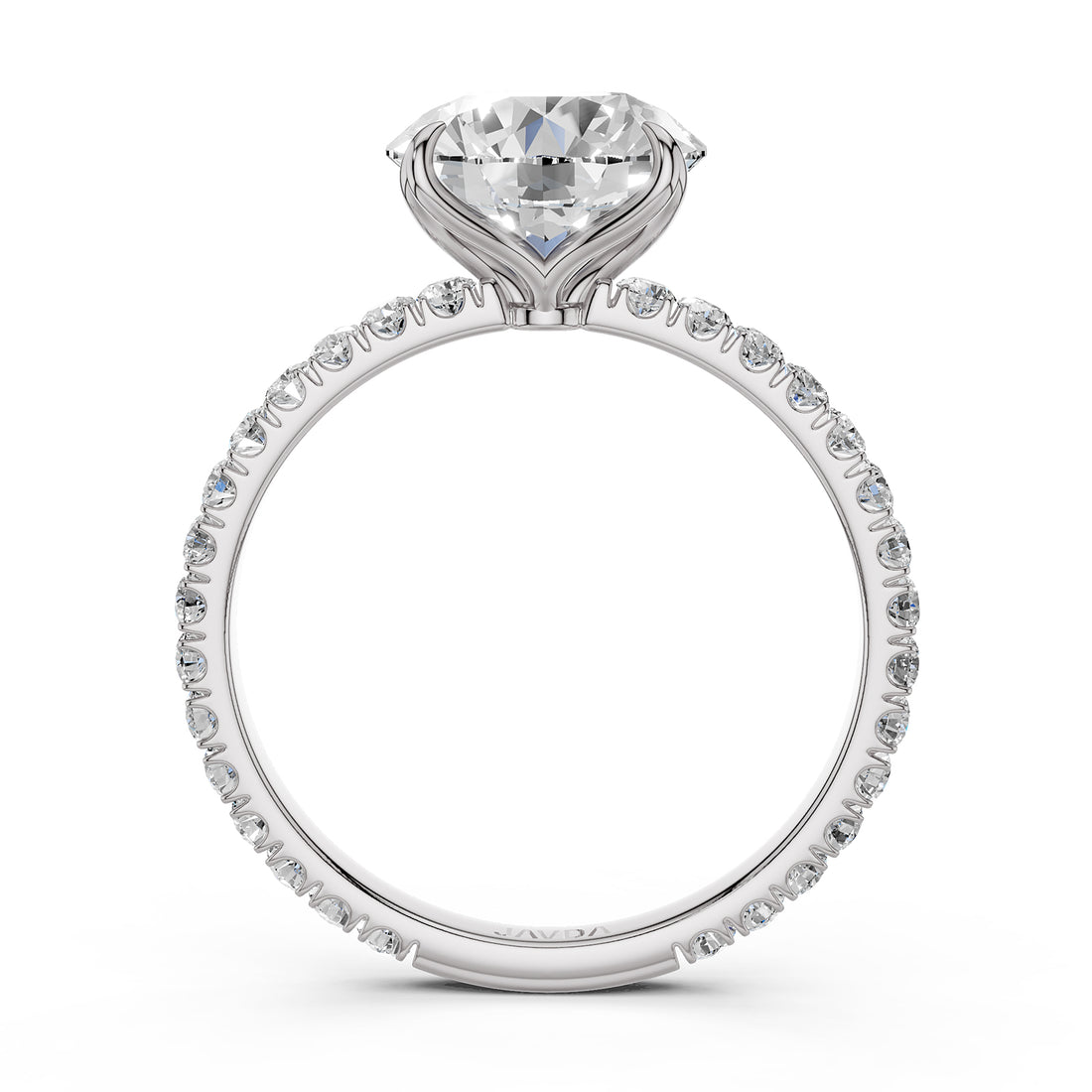 French Pave Set Lab Grown Diamond Engagement Ring 2.50 Ctw.