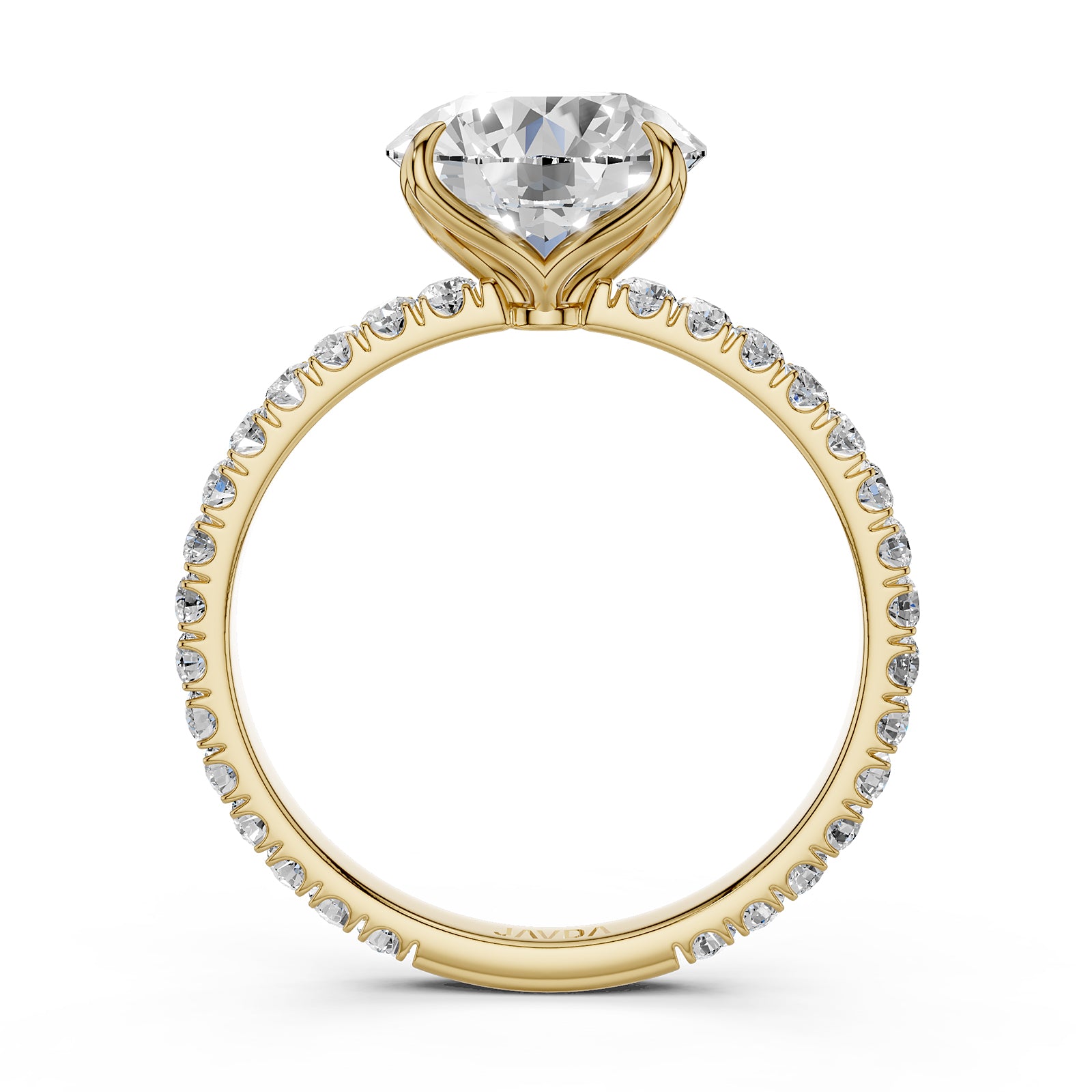 Round Lab Grown Diamond French Pave Set Engagement Ring