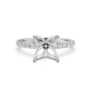 French Pave Set Lab Grown Diamond Semi Mount Engagement Ring 0.50 Ct.