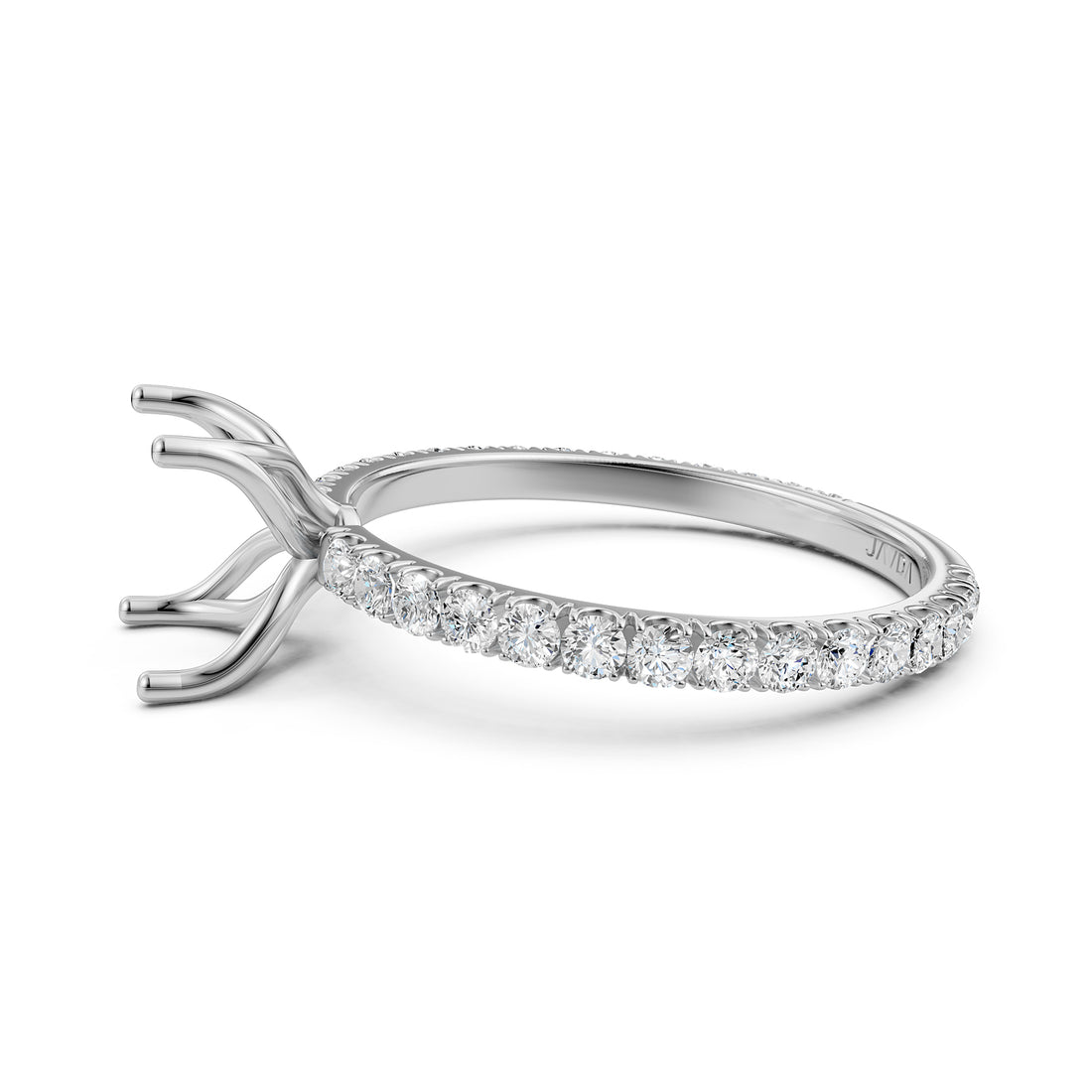French Pave Set Lab Grown Diamond Semi Mount Engagement Ring 0.50 Ct.
