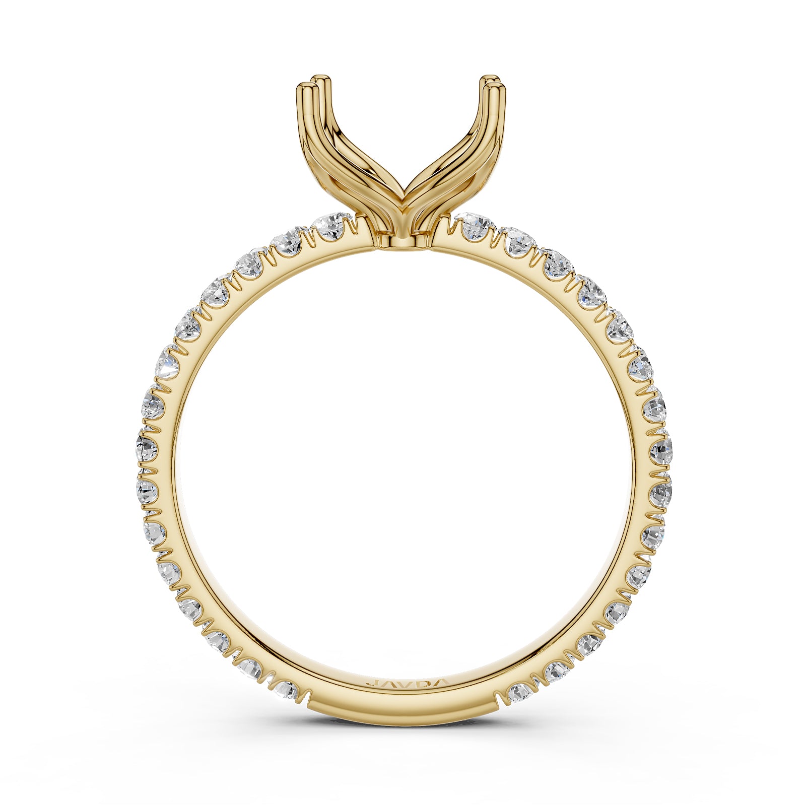 French Pave Set Lab Grown Diamond Semi Mount Engagement Ring 0.50 Ct.