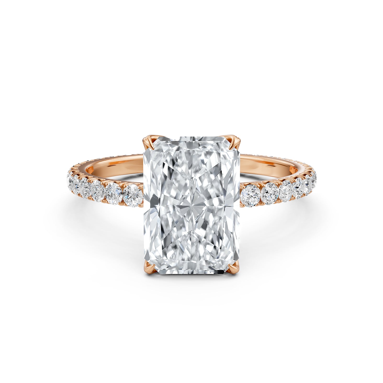 French Pave Set Lab Grown Diamond Engagement Ring 2.50 Ctw.