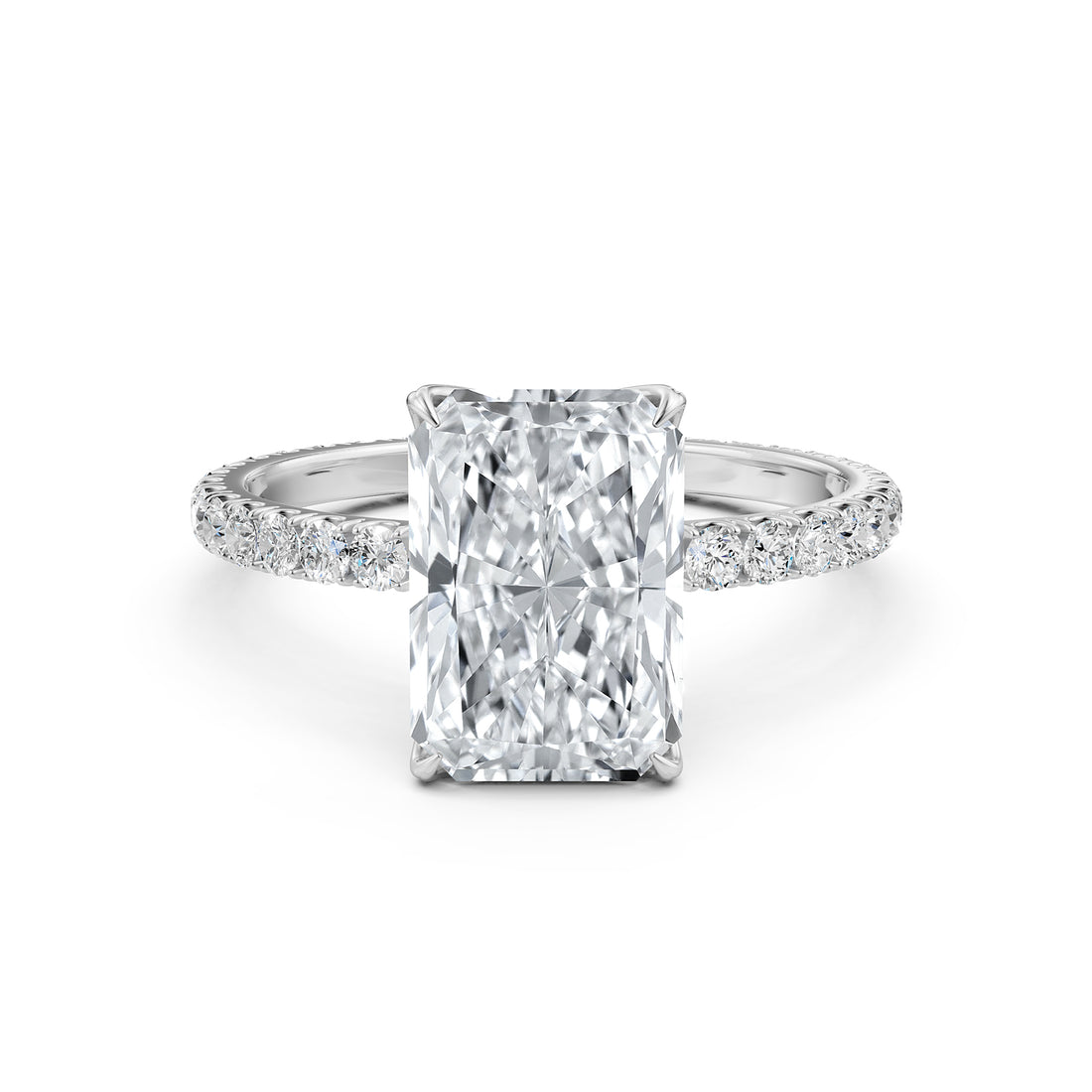 Radiant Lab Grown Diamond Engagement French U Cut Pave Set Ring