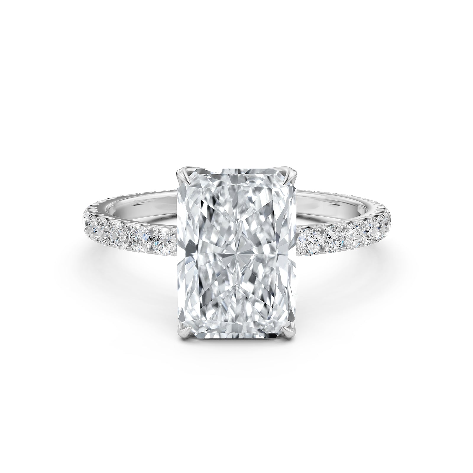 French Pave Set Lab Grown Diamond Engagement Ring 2.50 Ctw.