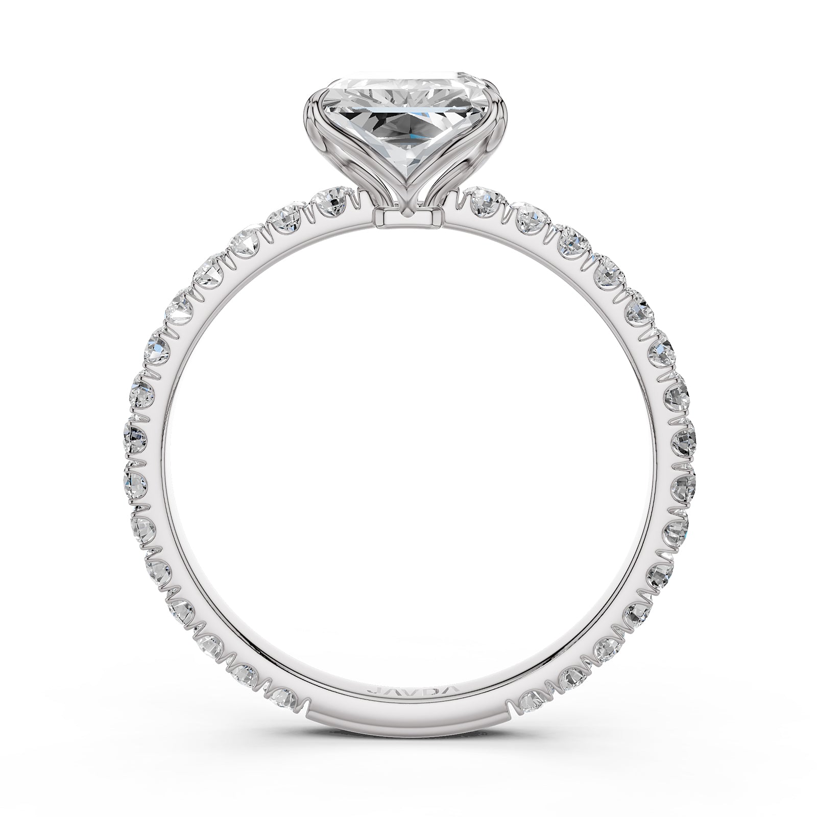 Radiant Lab Grown Diamond Engagement French U Cut Pave Set Ring