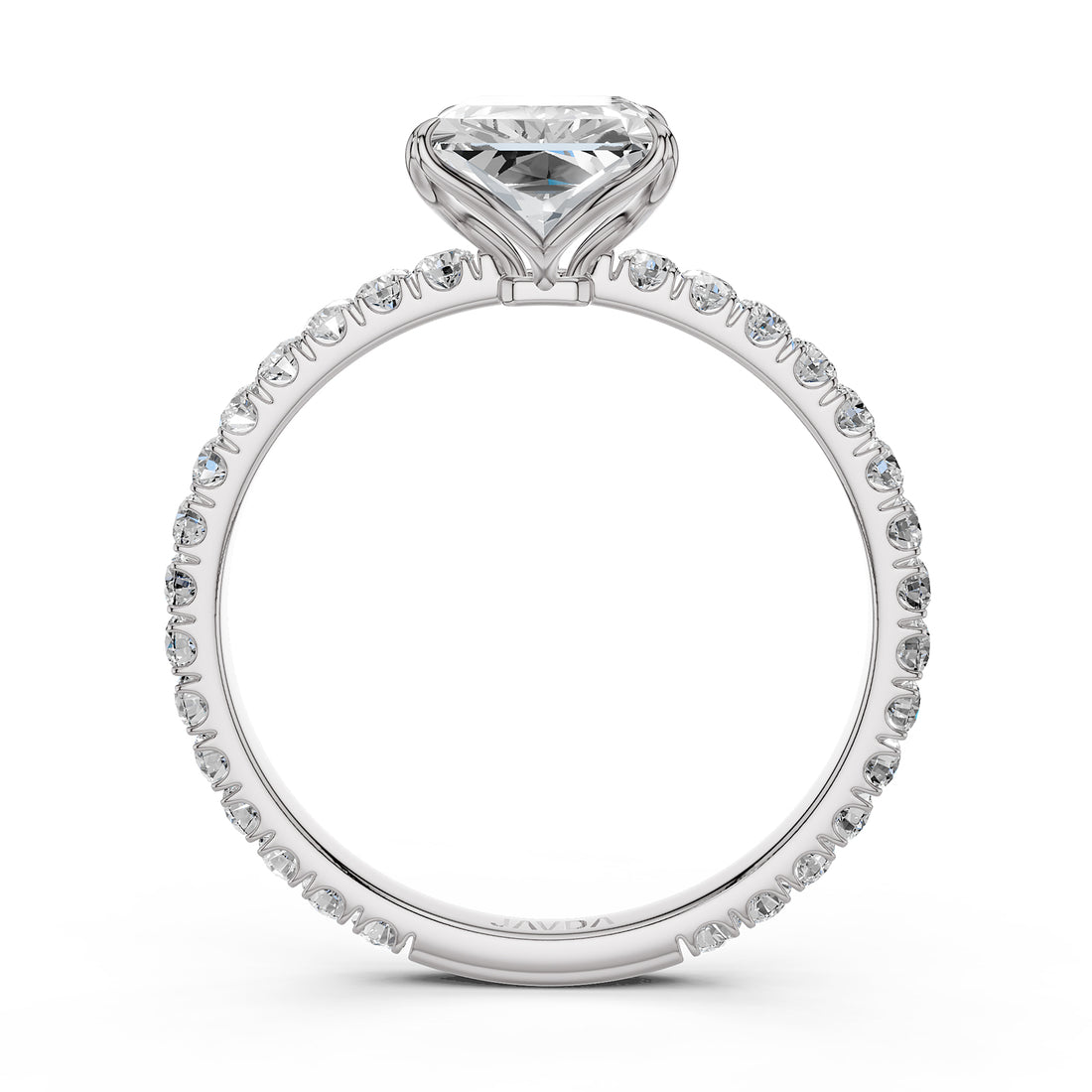 Radiant Lab Grown Diamond Engagement French U Cut Pave Set Ring