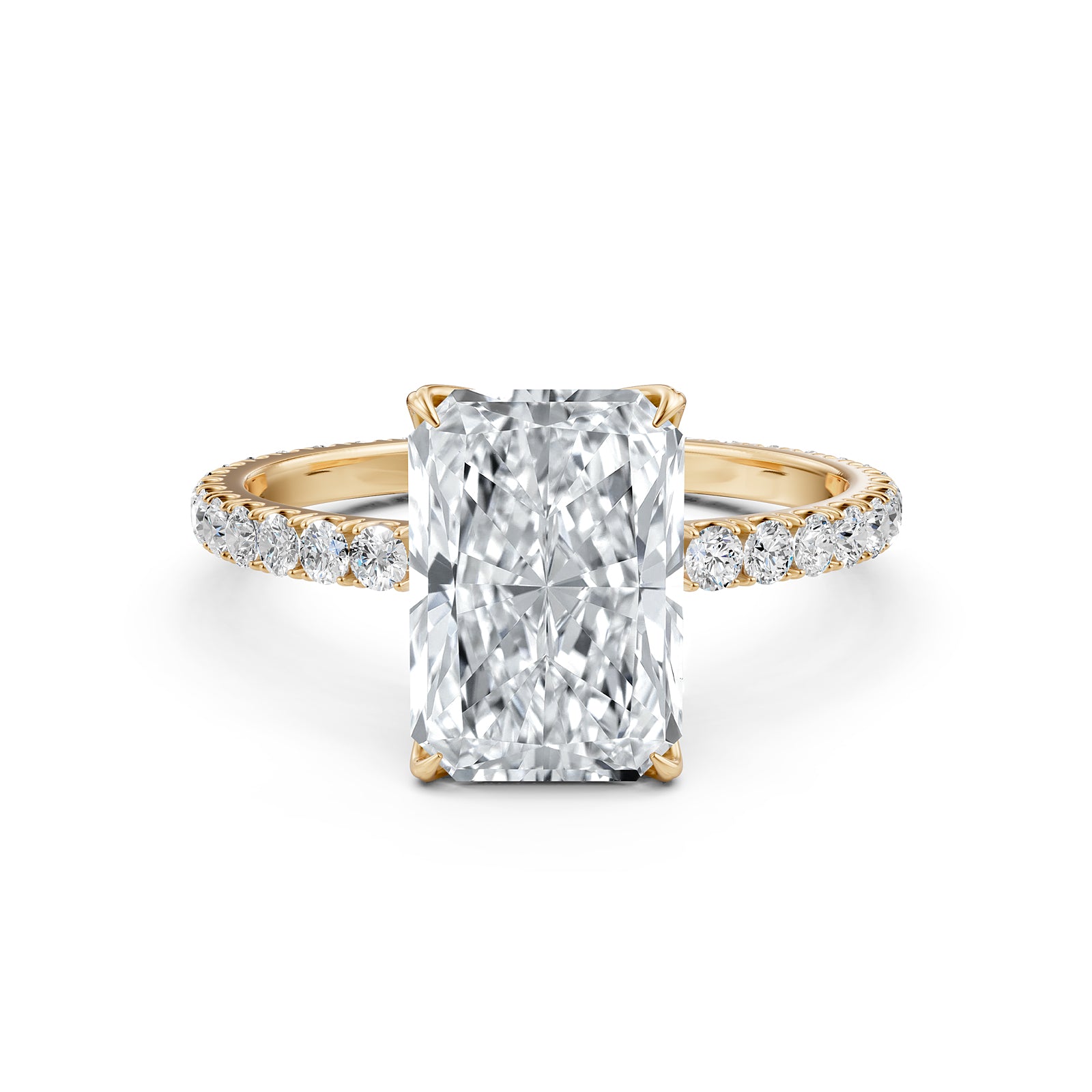 French Pave Set Lab Grown Diamond Engagement Ring 2.50 Ctw.