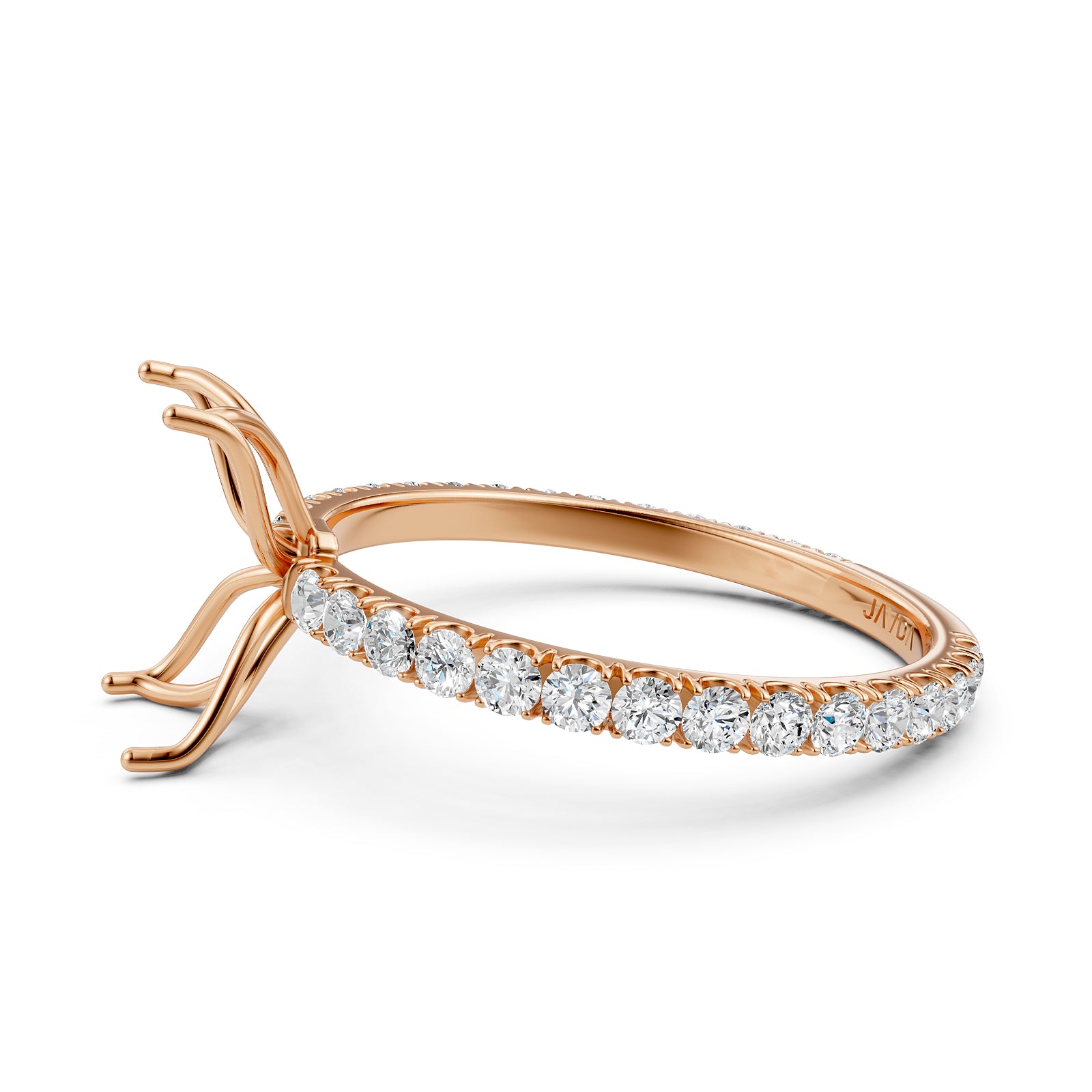 French Pave Set Lab Grown Diamond Semi Mount Engagement Ring 0.50 Ct.